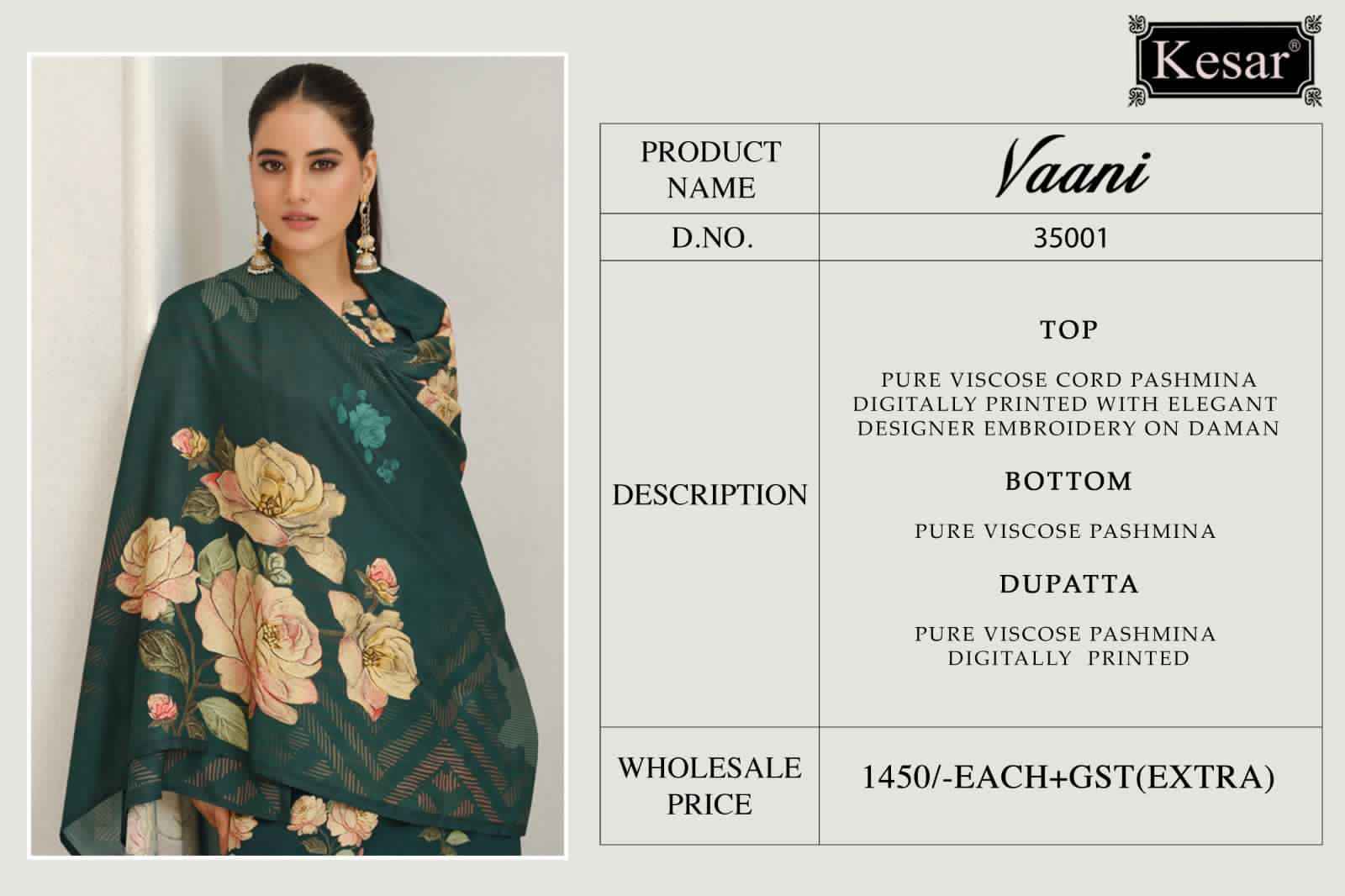 Kesar Vaani 35001 Viscouse Pashmina Dress Material Collection ( 3 Pcs Catalog )