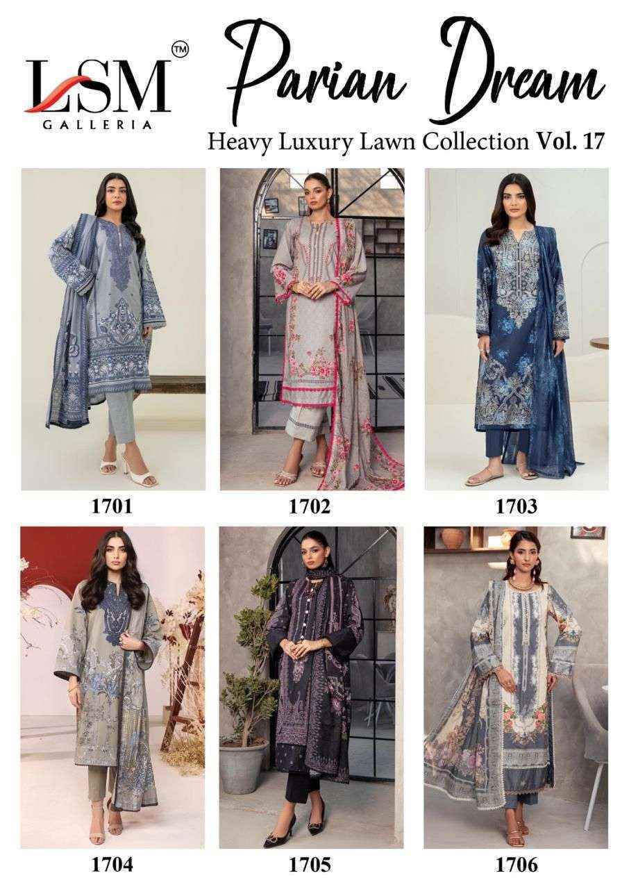 LSM Galleria Parian Dream Vol 17 Lawn Cotton Dress Material Collection ( 6 Pcs Catalog )