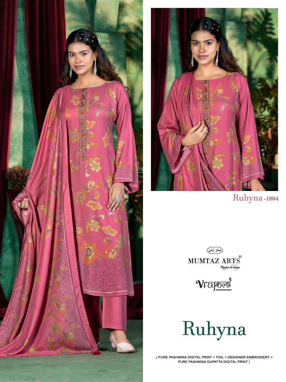 Mumtaz Arts Ruhyna Pure Viscose Pashmina Suit Catalog Suppliers