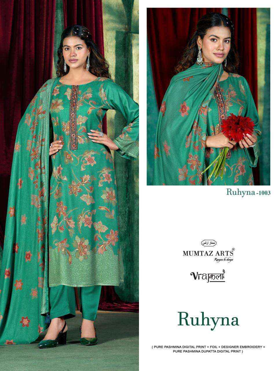 Mumtaz Arts Ruhyna Pure Viscose Pashmina Suit Catalog Suppliers