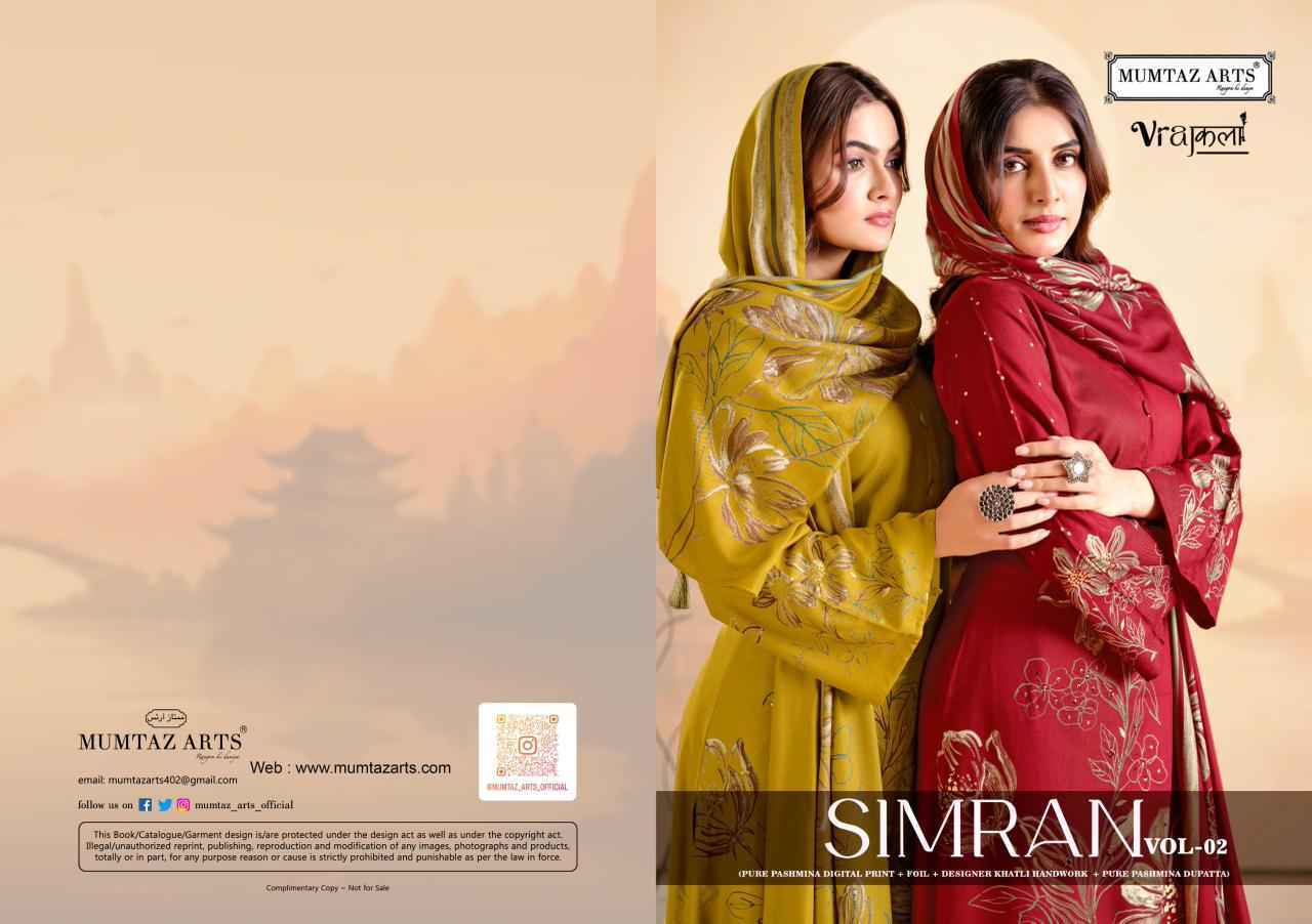 Mumtaz Arts Simran Vol 2 Viscose Pashmina Dress Material Collection ( 4 Pcs Catalog )