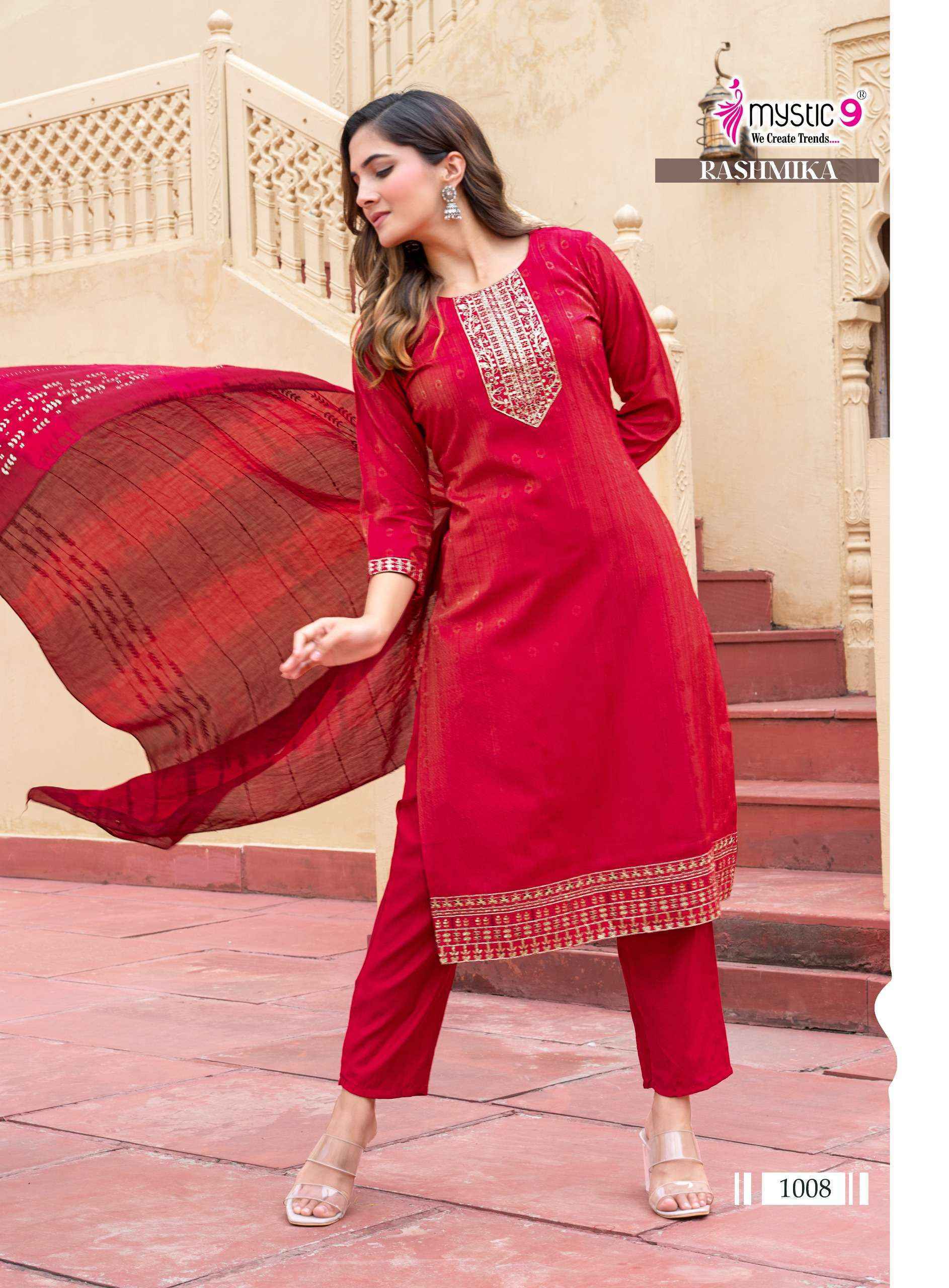 Mystic 9 Rashmika Vol 1 Simer Kurti Combo Collection ( 8 Pcs Catalog )