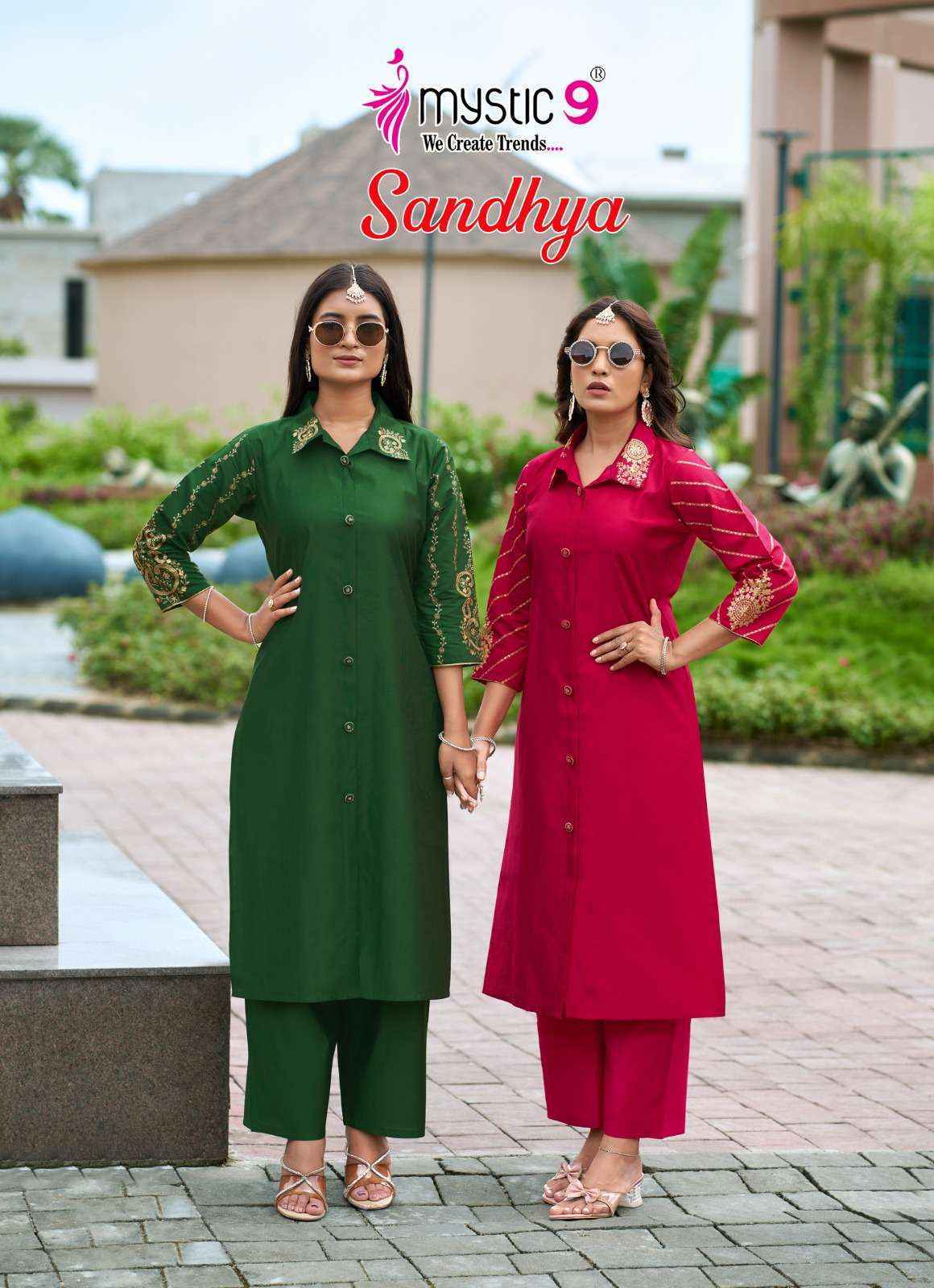 Mystic 9 Sandhya Silk Kurti With Bottom Collection ( 8 Pcs Catalog )
