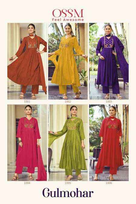 Ossm Gulmohar Premium Designs Kurti Pant Dupatta Set Collection ( 6 Pcs Catalog )