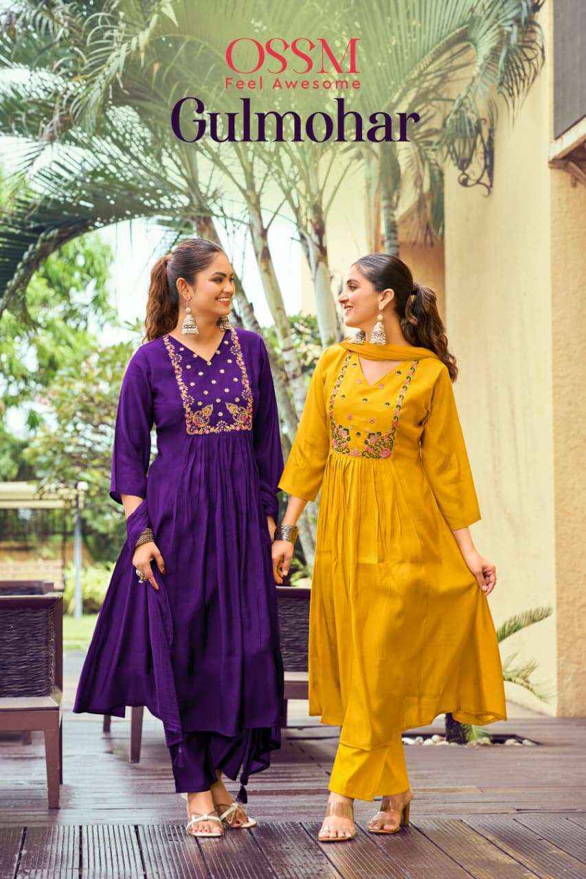 Ossm Gulmohar Premium Designs Kurti Pant Dupatta Set Collection ( 6 Pcs Catalog )