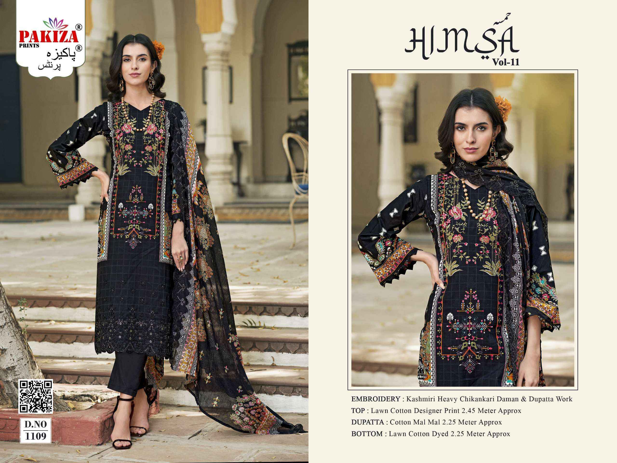 Pakiza Prints Himsa Vol 11 Lawn Cotton Dress Material Wholesale Price ( 10 Pcs Catalog )