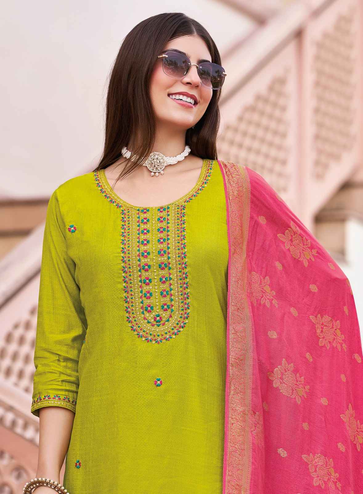 Radhika Nazakat Vol 2 Vertican Silk Embroidery Top Bottom And Dupatta Set Collection ( 6 Pcs Catalog )