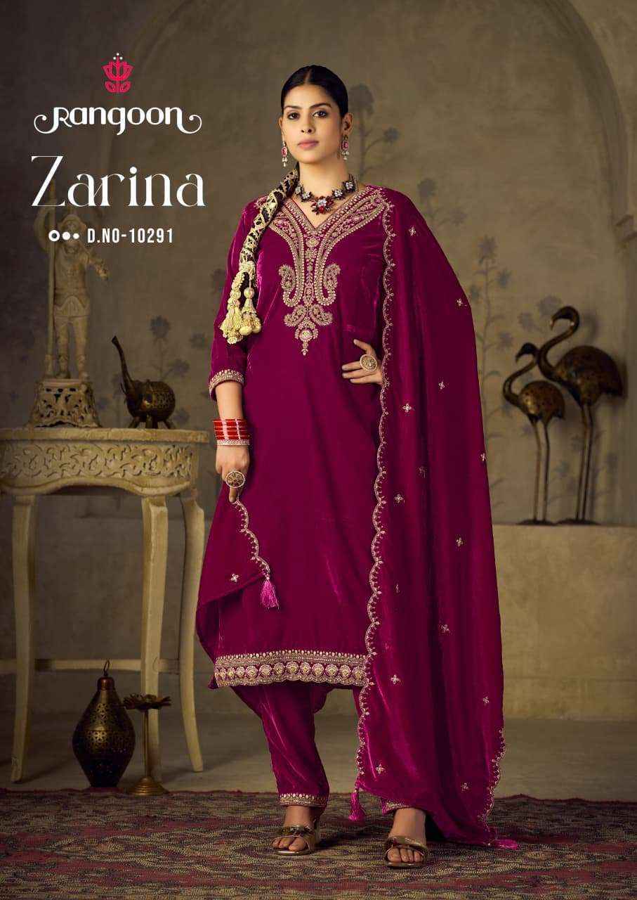 Rangoon Zarina Readymade Velvet Dress Collection ( 4 Pcs Catalog )