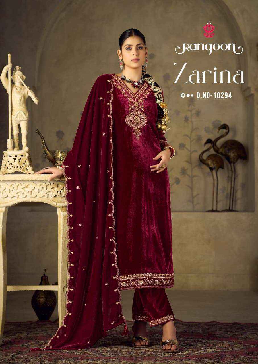 Rangoon Zarina Readymade Velvet Dress Collection ( 4 Pcs Catalog )