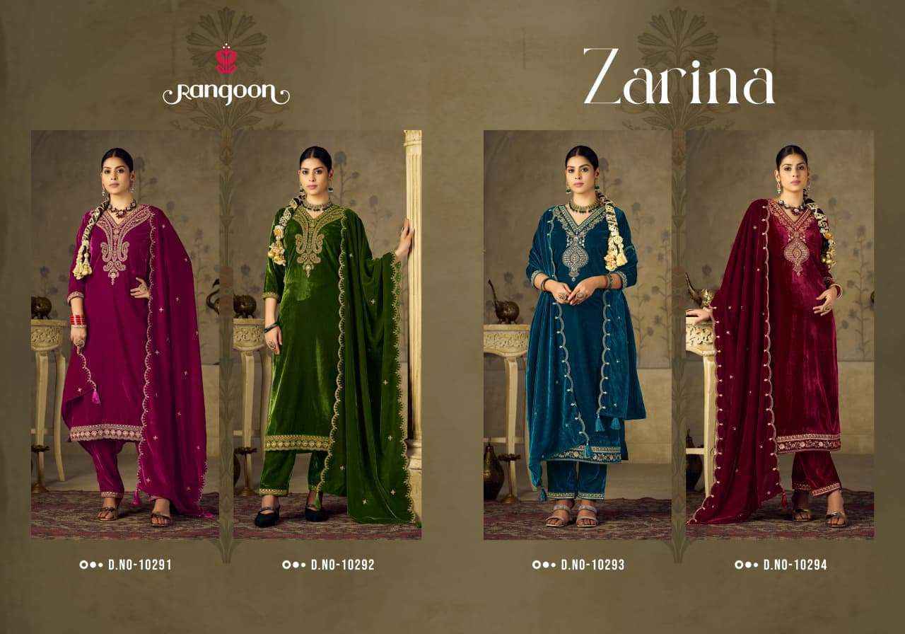 Rangoon Zarina Readymade Velvet Dress Collection ( 4 Pcs Catalog )