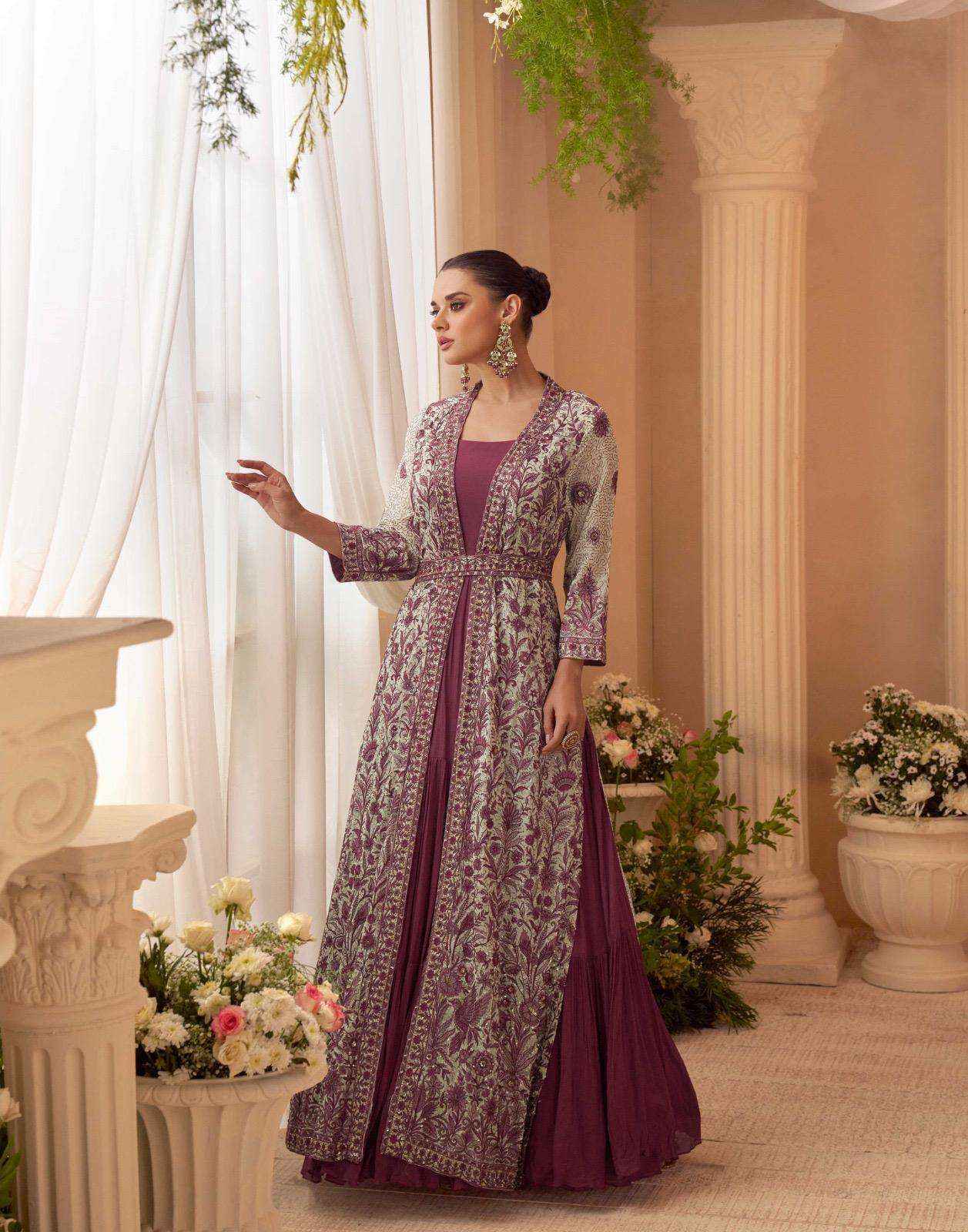 Sayuri Designer Kasmira Chinon Silk Gown Collection ( 4 Pcs Catalog )