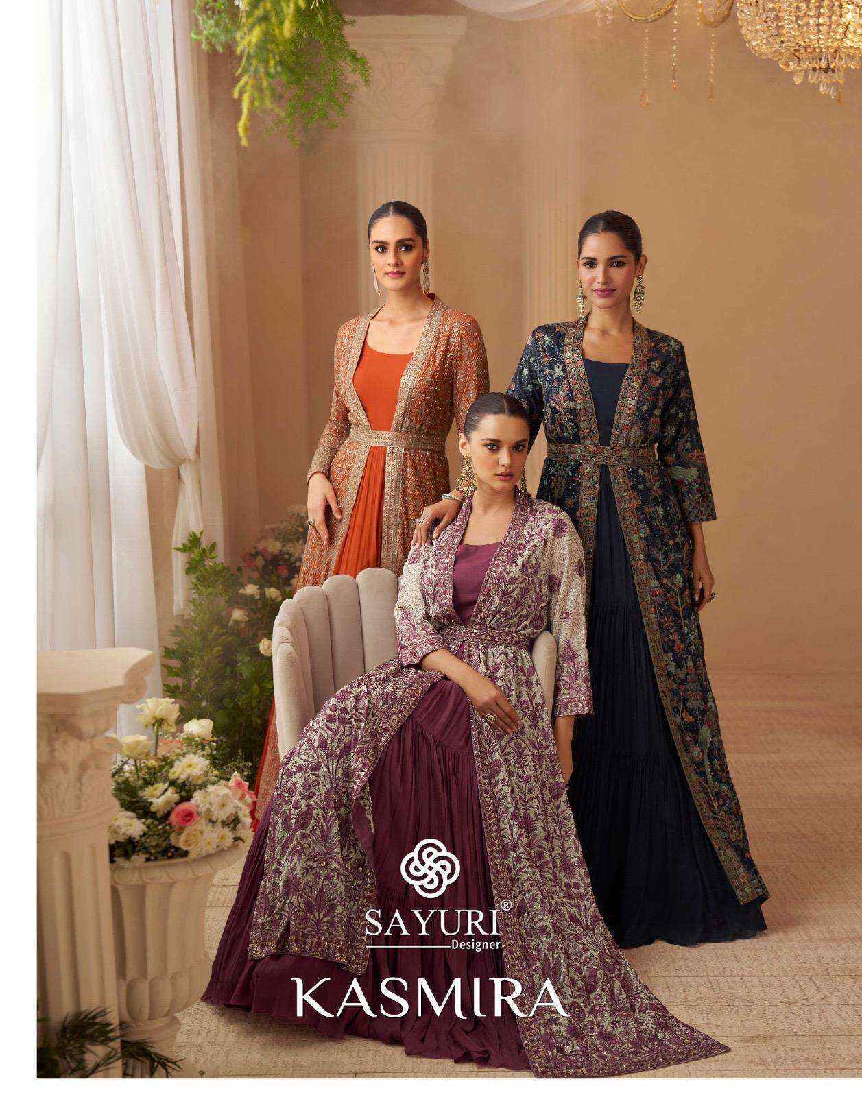 Sayuri Designer Kasmira Chinon Silk Gown Collection ( 4 Pcs Catalog )