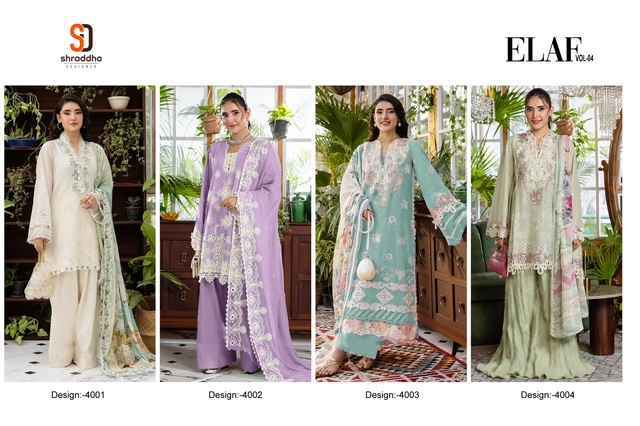 Shraddha Designer Elaf Vol 4 Cotton Dress Material Wholesale Price ( 4 pcs Catalogue )