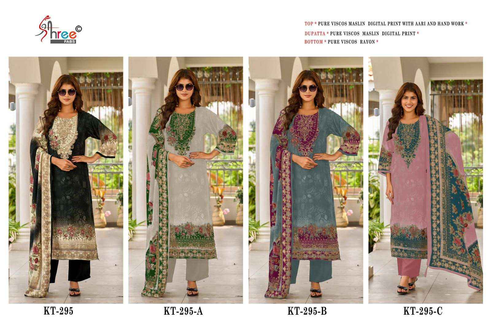 Shree Fabs Kt 295 Colors Pure Viscose Muslin Pakistani Dress Collection ( 4 Pcs Catalog )
