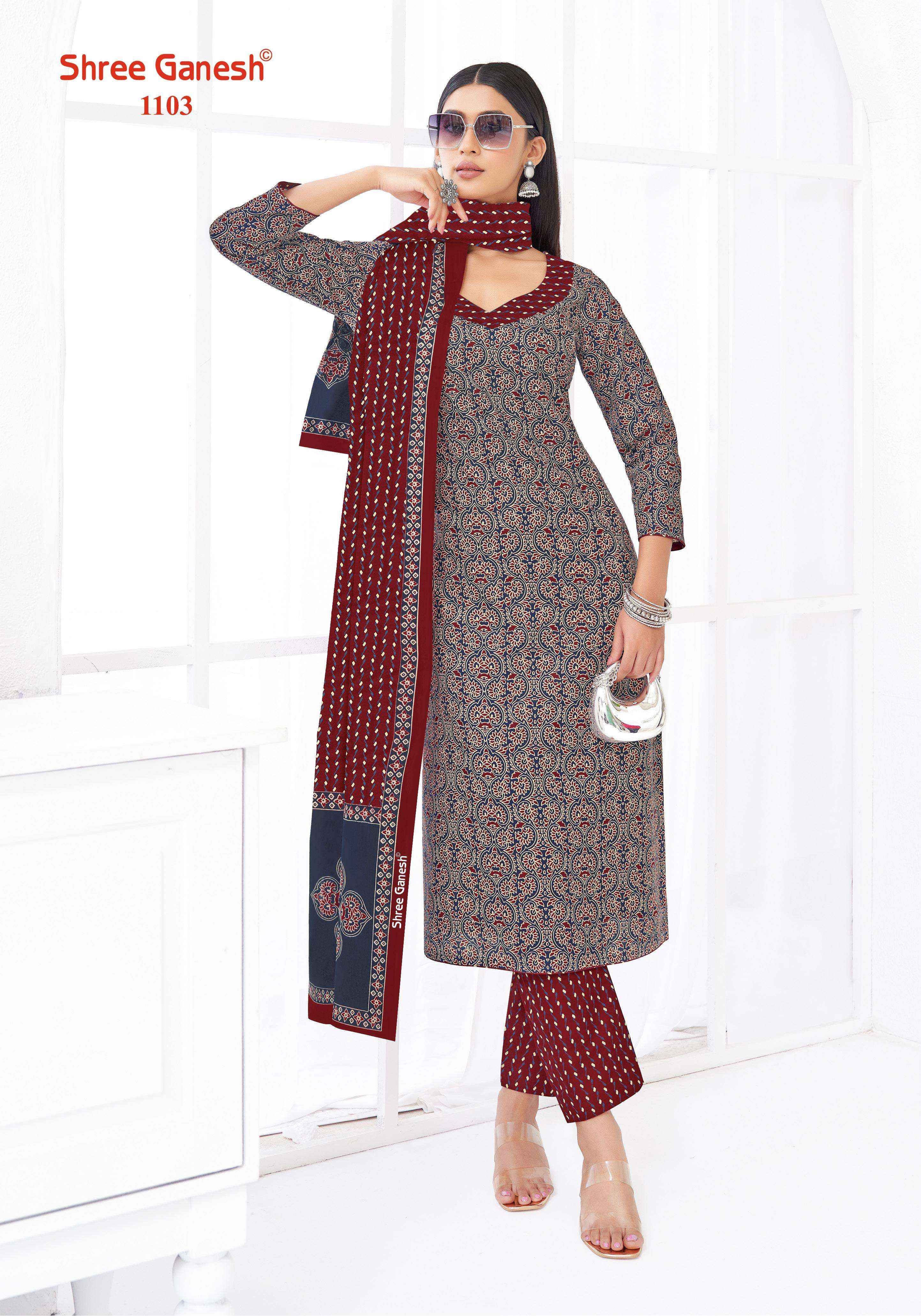 SHREE GANESH LEHRIYA VOL 1 COTTON PRINT LADIES KURTI PANT AND DUPATTA