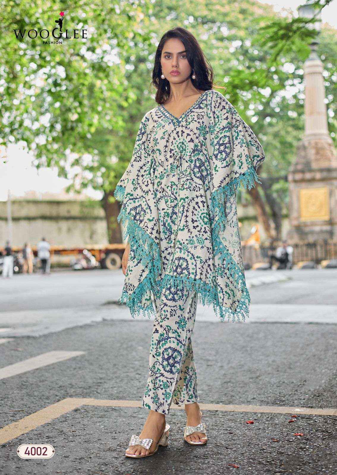 WOOGLEE SHAKIRA COTTON PRINT FANCY KURTI WITH BOTTOM PAIR COLLECTION ( 4 PCS CATALOG )