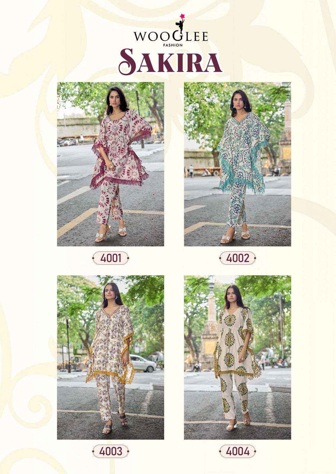 WOOGLEE SHAKIRA COTTON PRINT FANCY KURTI WITH BOTTOM PAIR COLLECTION ( 4 PCS CATALOG )