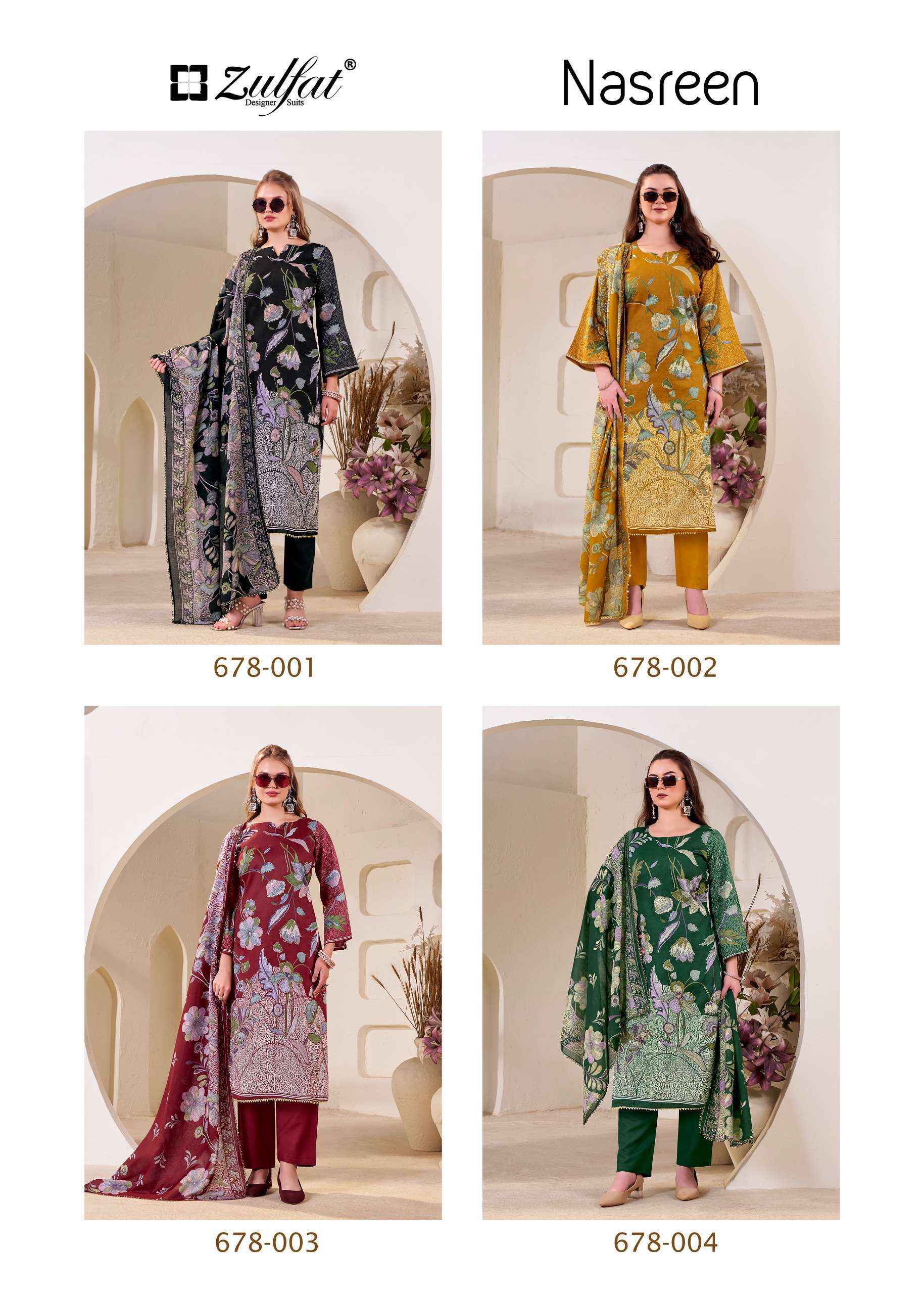 Zulfat Nasreen Jam Satin Dress Material Wholesale Price ( 4 Pcs Catalog )