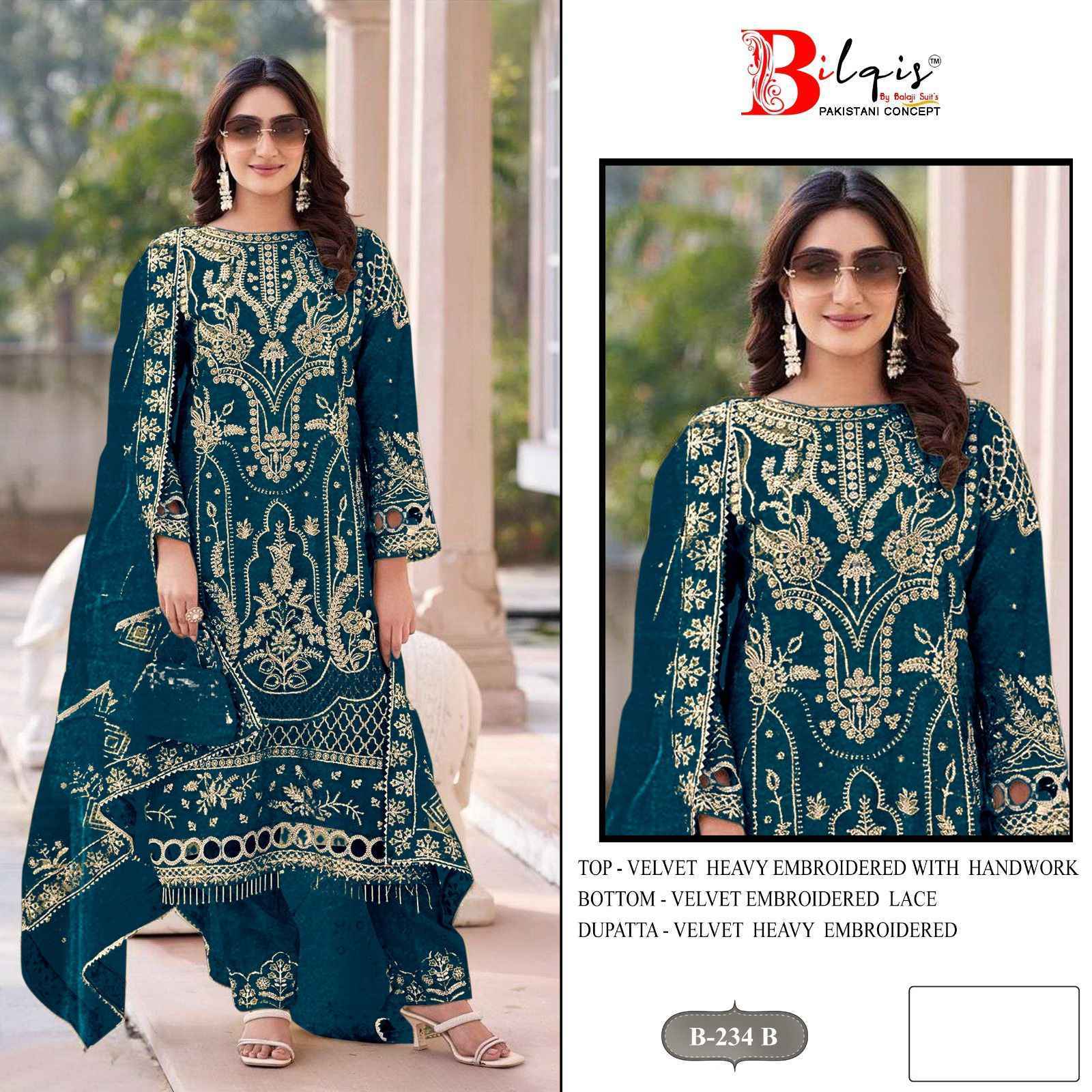 Bilqis D No 234 Velvet Dress Material Collection ( 4 Pcs Catalog )