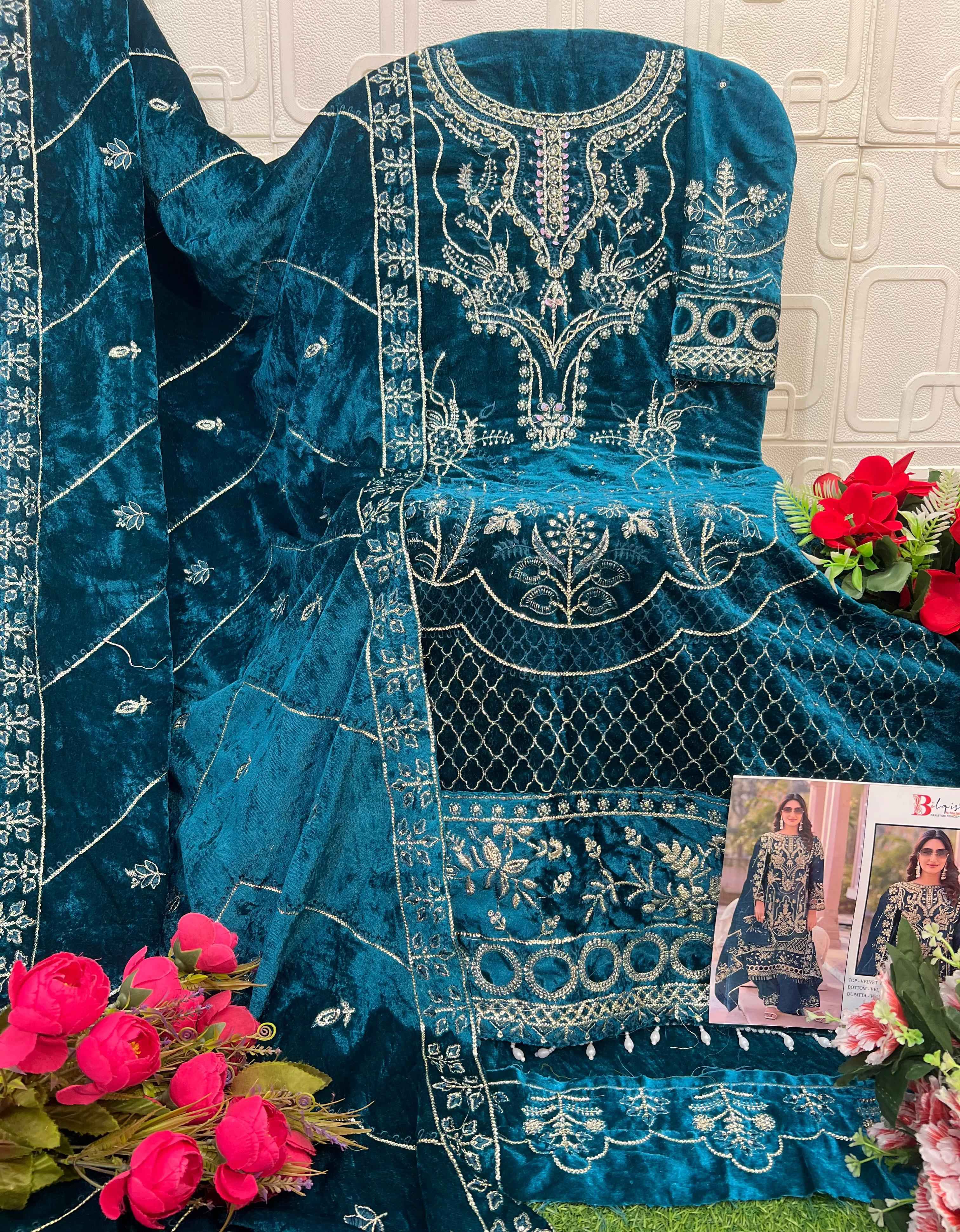 Bilqis D No 234 Velvet Dress Material Collection ( 4 Pcs Catalog )