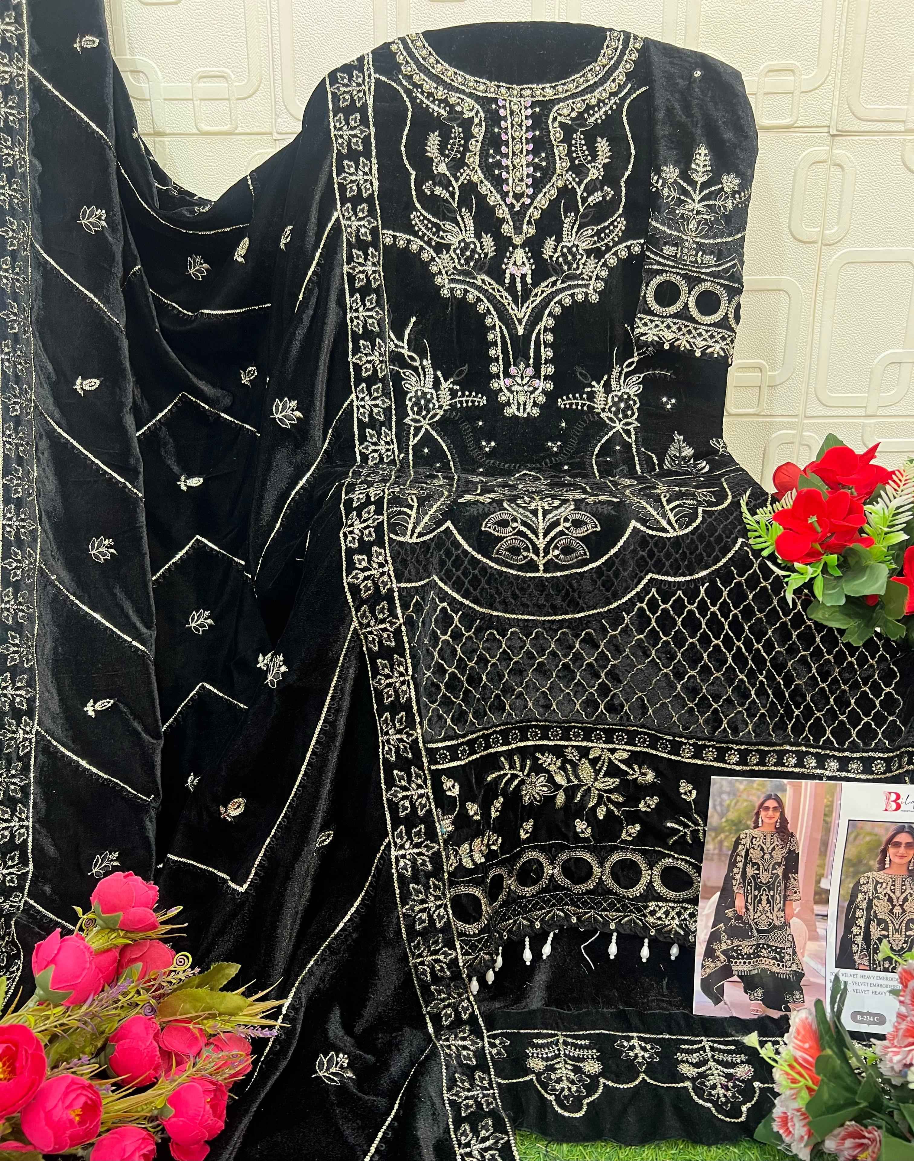 Bilqis D No 234 Velvet Dress Material Collection ( 4 Pcs Catalog )