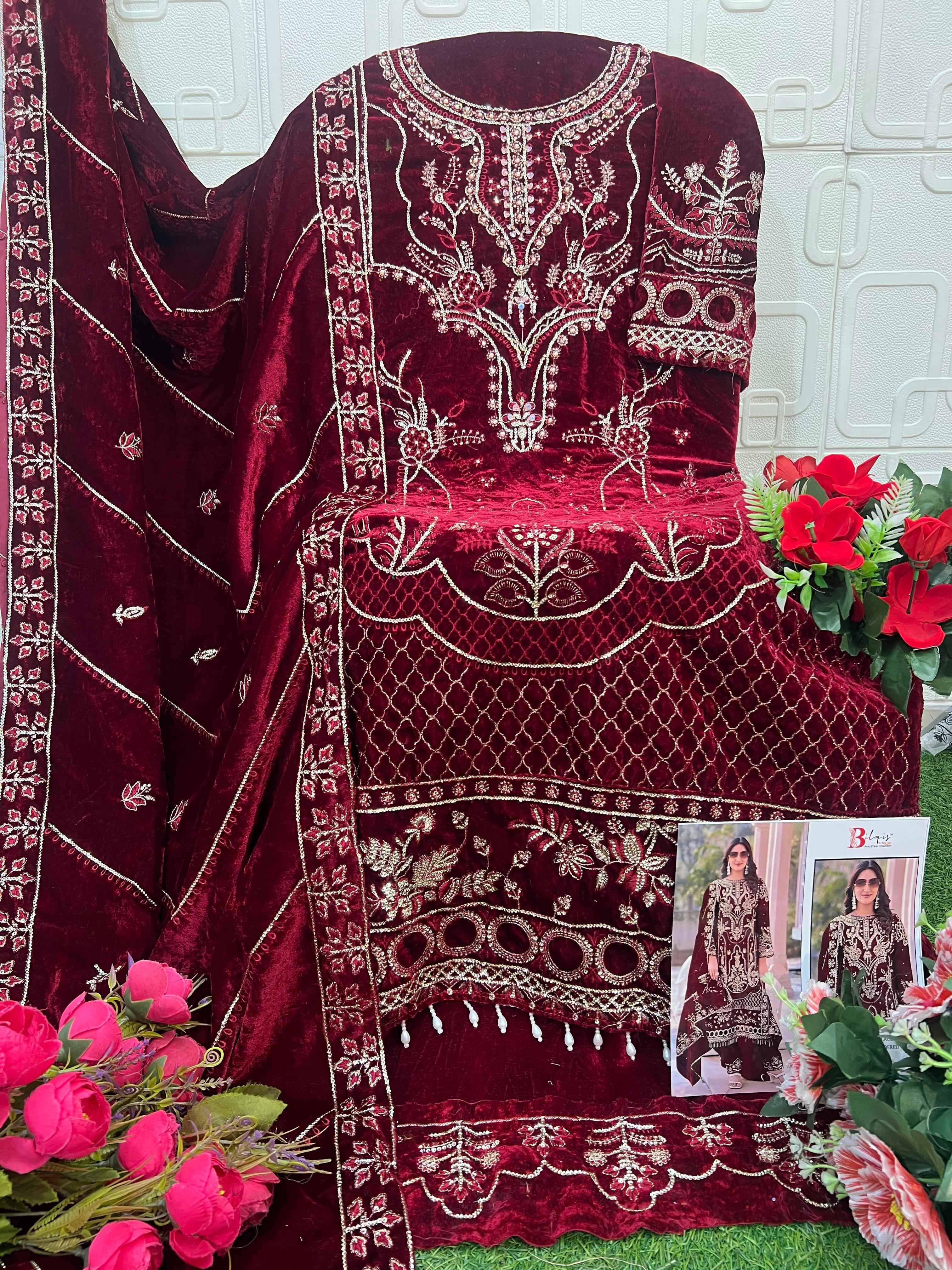 Bilqis D No 234 Velvet Dress Material Collection ( 4 Pcs Catalog )