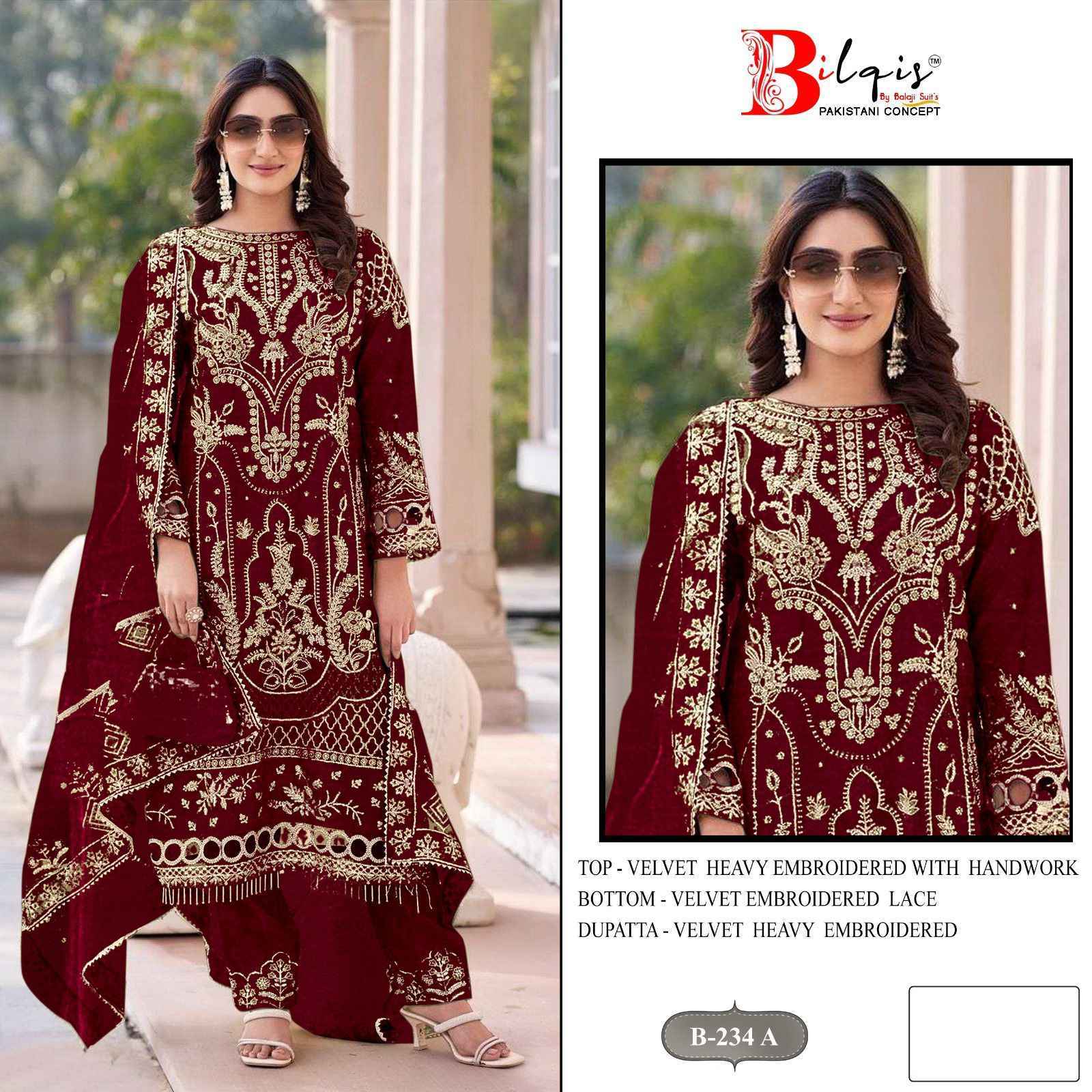 Bilqis D No 234 Velvet Dress Material Collection ( 4 Pcs Catalog )