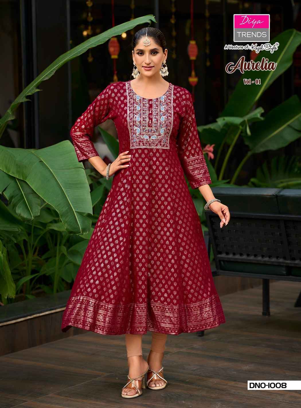 Diya Trends Aurelia Vol 1 Reyon Kurti Gown Collection ( 10 Pcs Catalog )