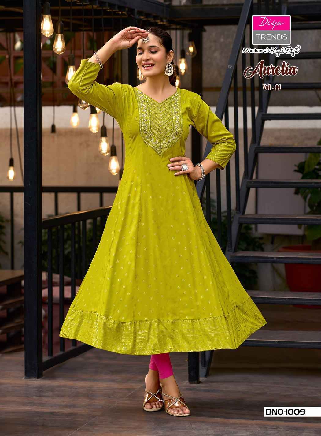 Diya Trends Aurelia Vol 1 Reyon Kurti Gown Collection ( 10 Pcs Catalog )