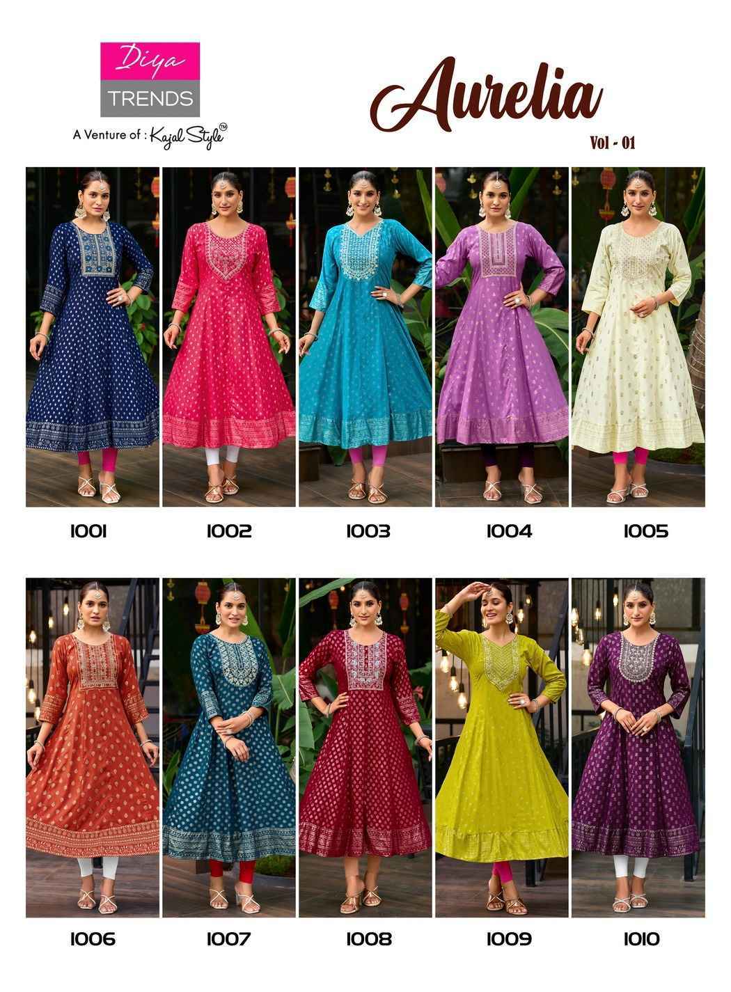 Diya Trends Aurelia Vol 1 Reyon Kurti Gown Collection ( 10 Pcs Catalog )
