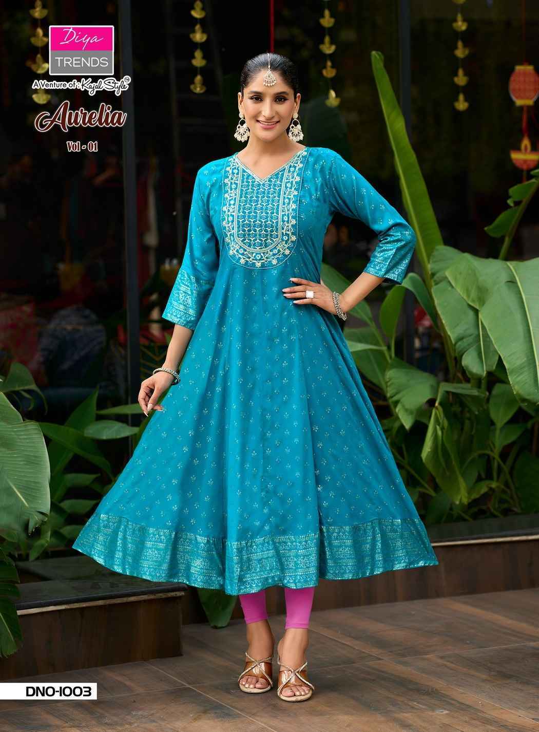 Diya Trends Aurelia Vol 1 Reyon Kurti Gown Collection ( 10 Pcs Catalog )