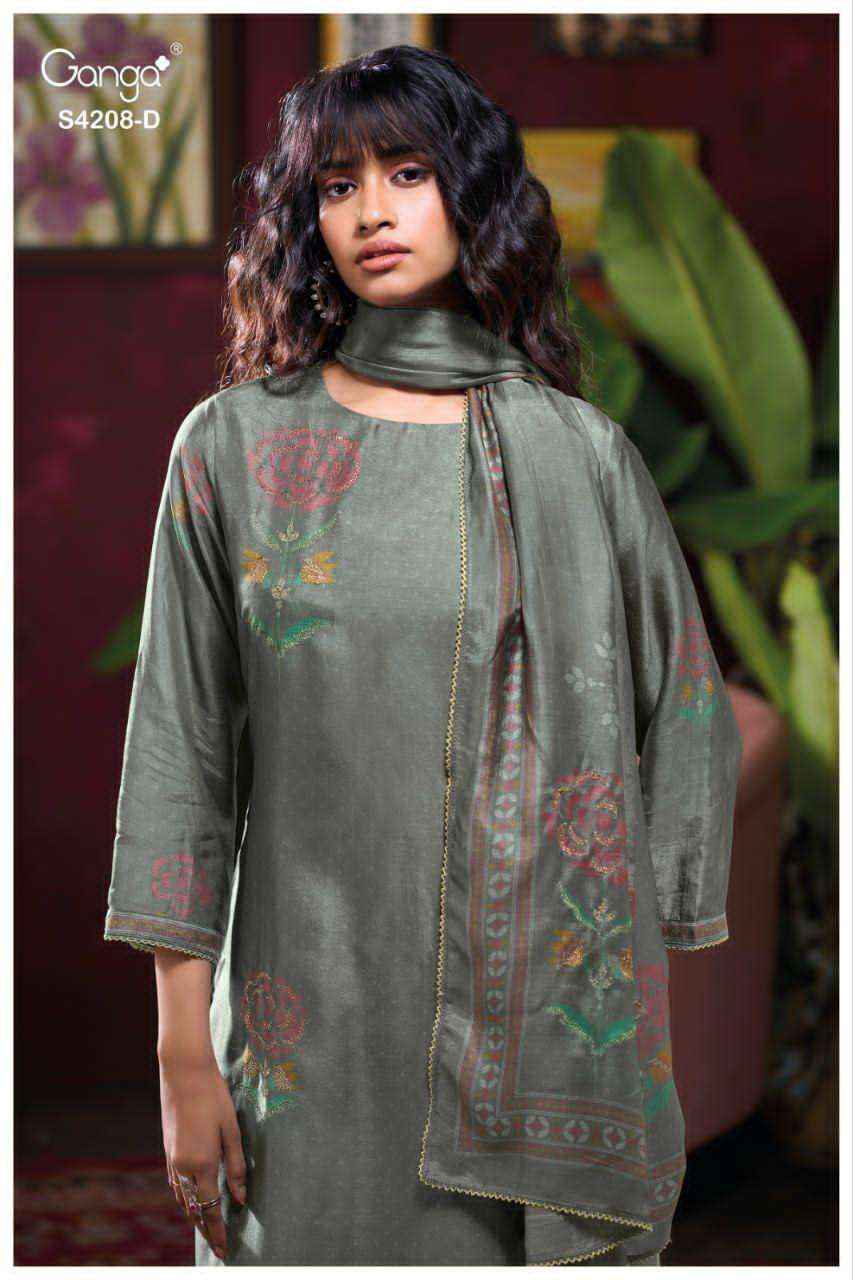 Ganga Fashion Inaika 4208 Designer Silk Latest Dress Material Collection ( 4 Pcs Catalog )