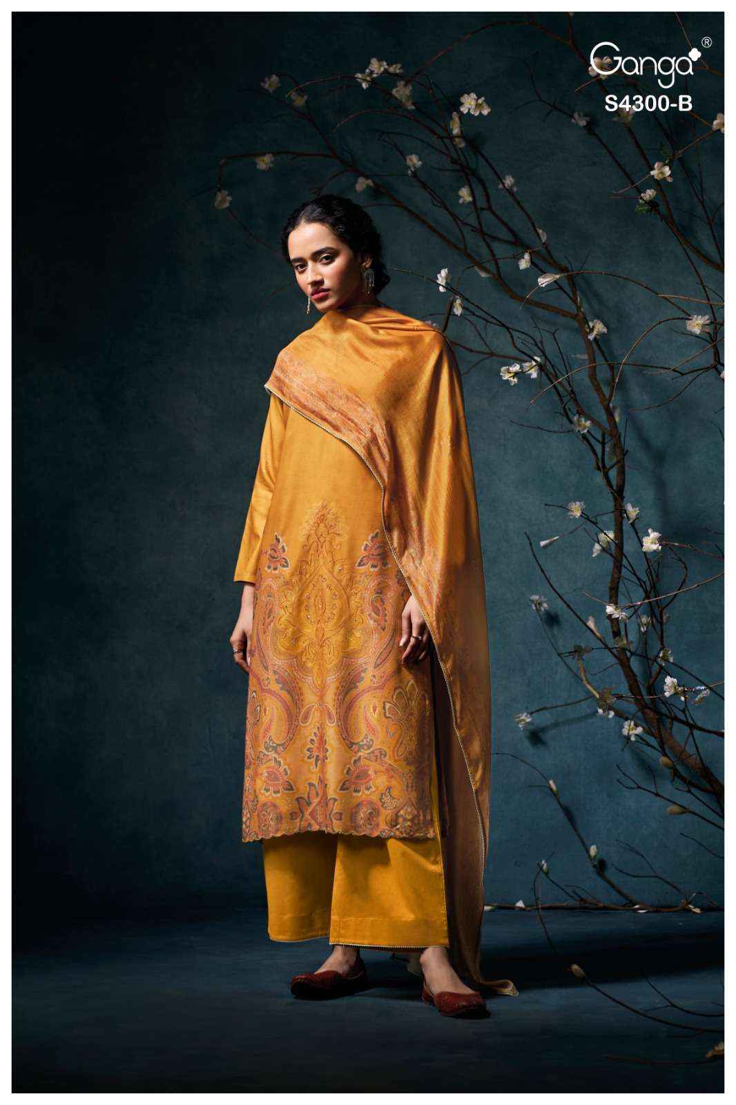 Ganga Fashion Rosalyn 4300 Fancy Pure Pashmina Suit Collection ( 4 Pcs Catalog )