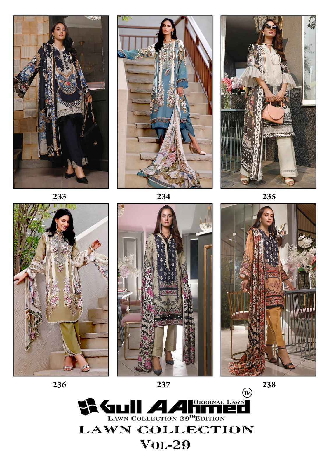 Gull Ahmed Lawn Collection Vol 29 Lawn Cotton Dress Material Wholesale ( 6 Pc Catalouge )