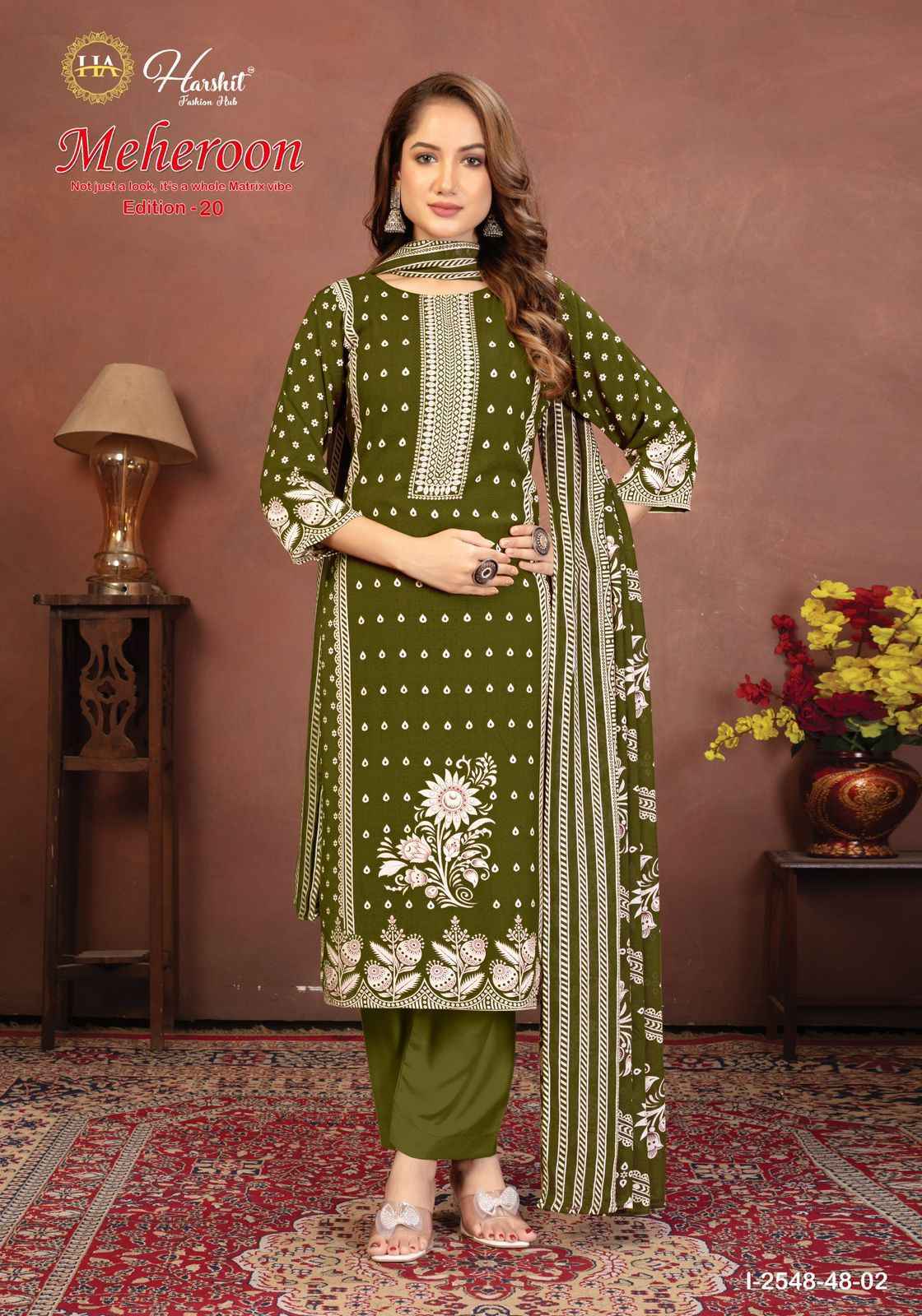 Harshit Fashion Meheroon Edition 20 Viscouse Reyon Dress Material Collection ( 6 Pcs Catalog )