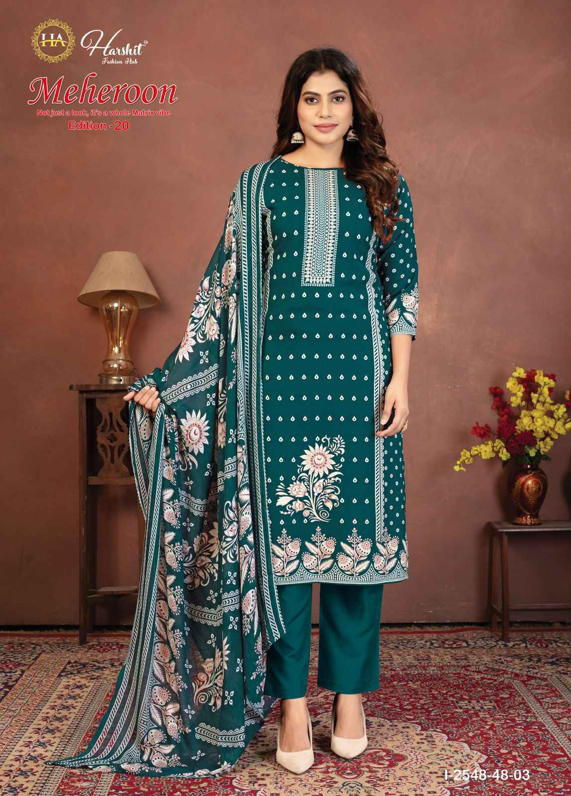 Harshit Fashion Meheroon Edition 20 Viscouse Reyon Dress Material Collection ( 6 Pcs Catalog )