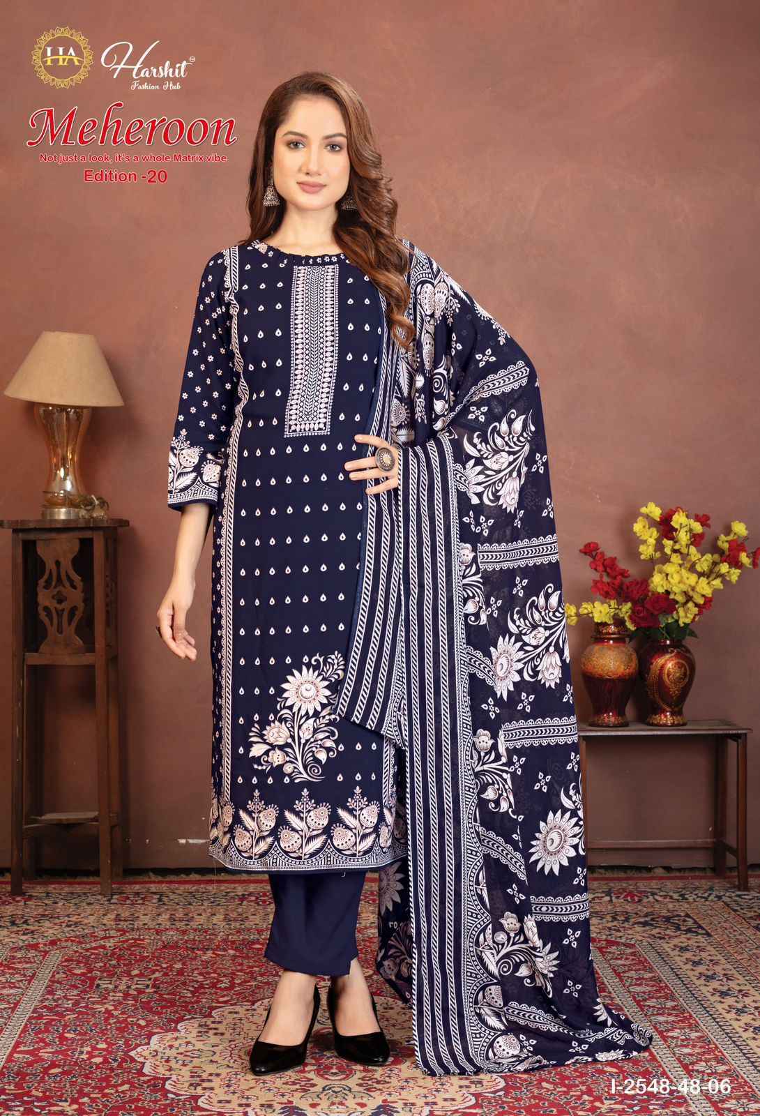 Harshit Fashion Meheroon Edition 20 Viscouse Reyon Dress Material Collection ( 6 Pcs Catalog )