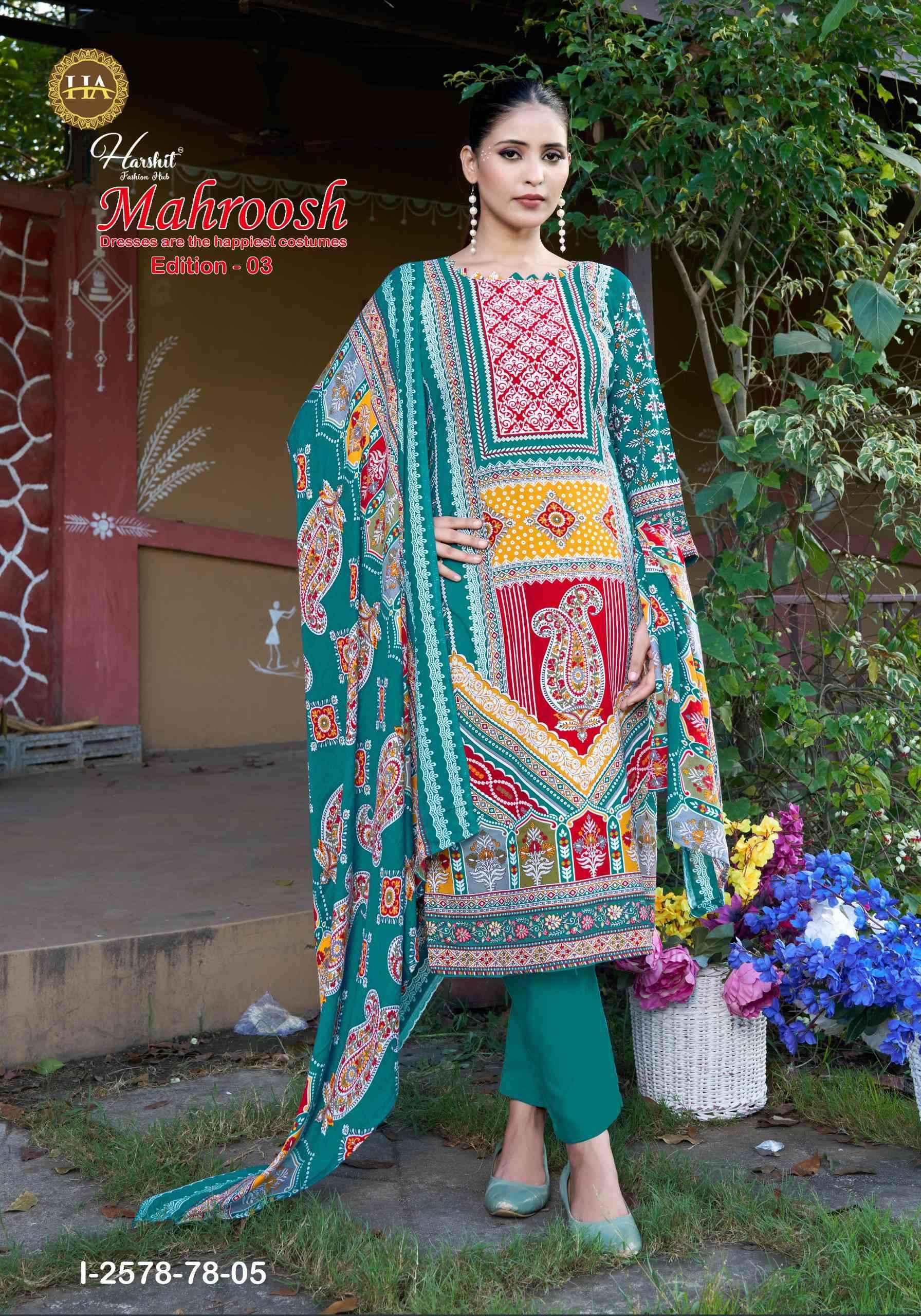 Harshit Mahroosh Edition 3 Designer Printed Rayon Dress Material Wholesale Price ( 6 Pcs Catalog )