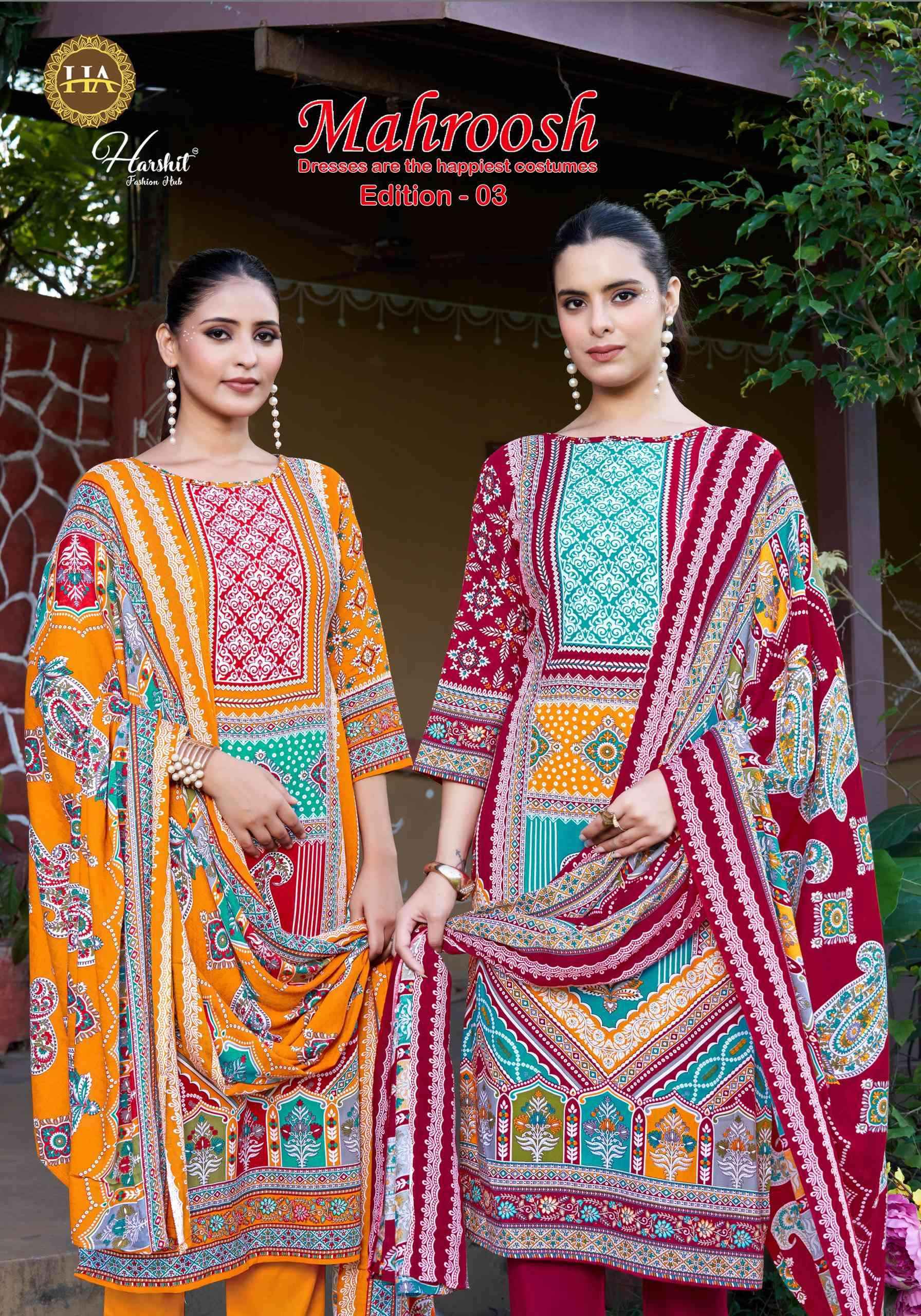 Harshit Mahroosh Edition 3 Designer Printed Rayon Dress Material Wholesale Price ( 6 Pcs Catalog )