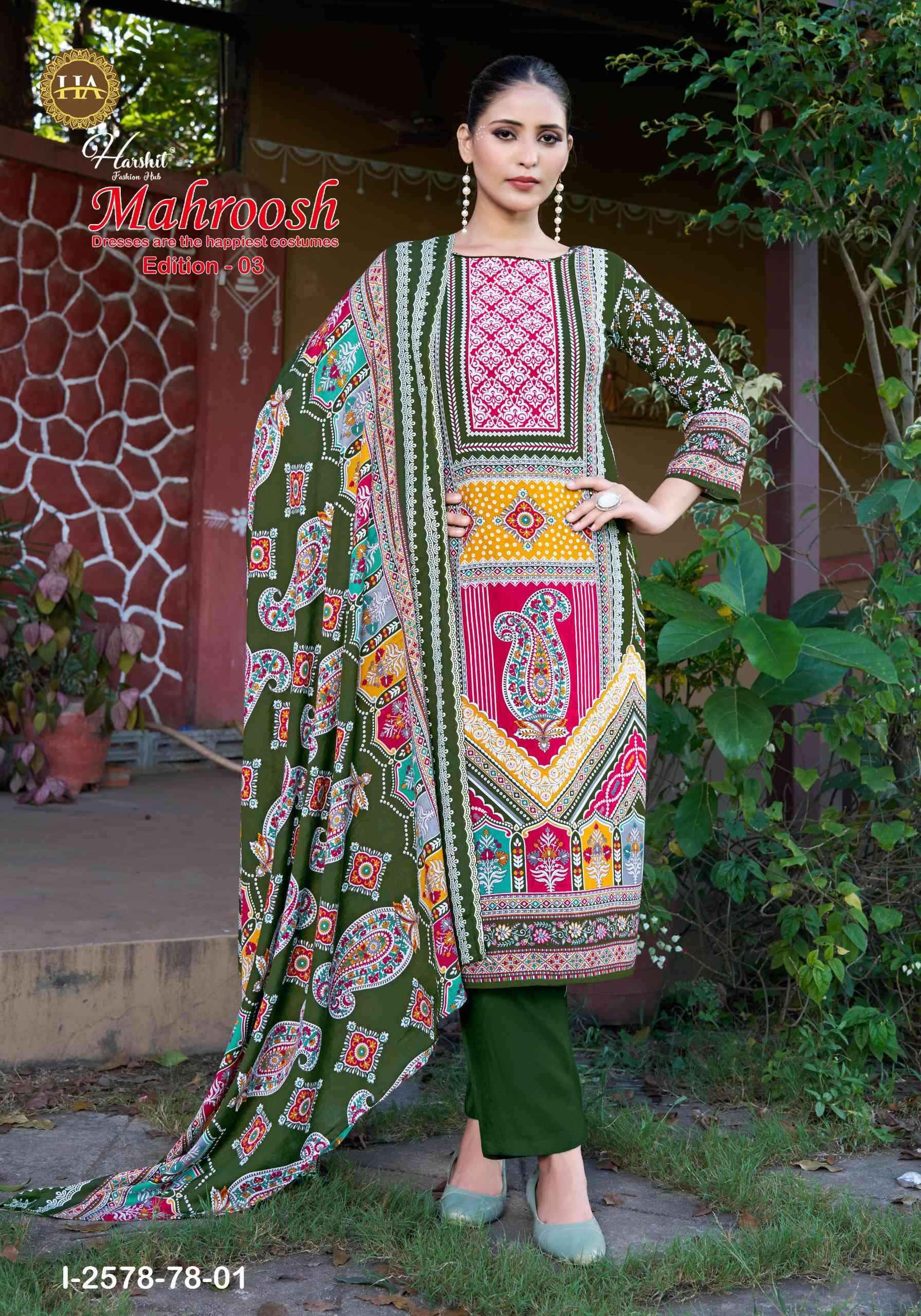Harshit Mahroosh Edition 3 Designer Printed Rayon Dress Material Wholesale Price ( 6 Pcs Catalog )
