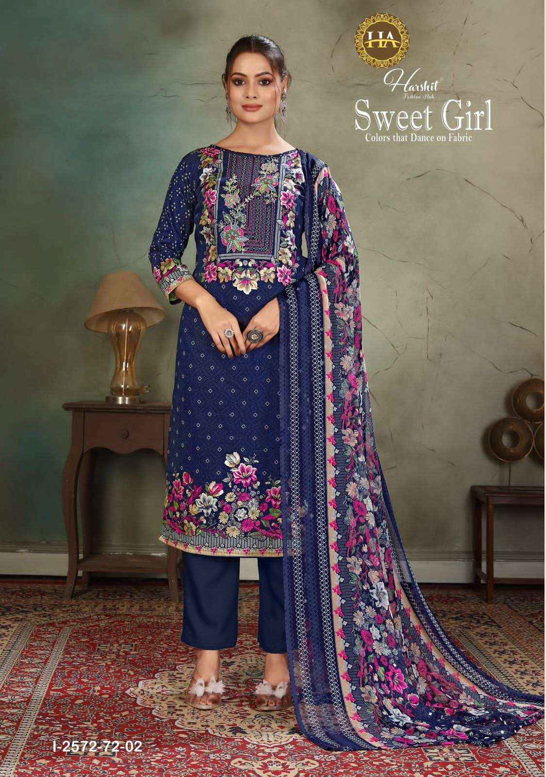 Harshit Sweet Girl Designer Print Fancy Ladies Dress Material Collection ( 4 Pcs Catalog )