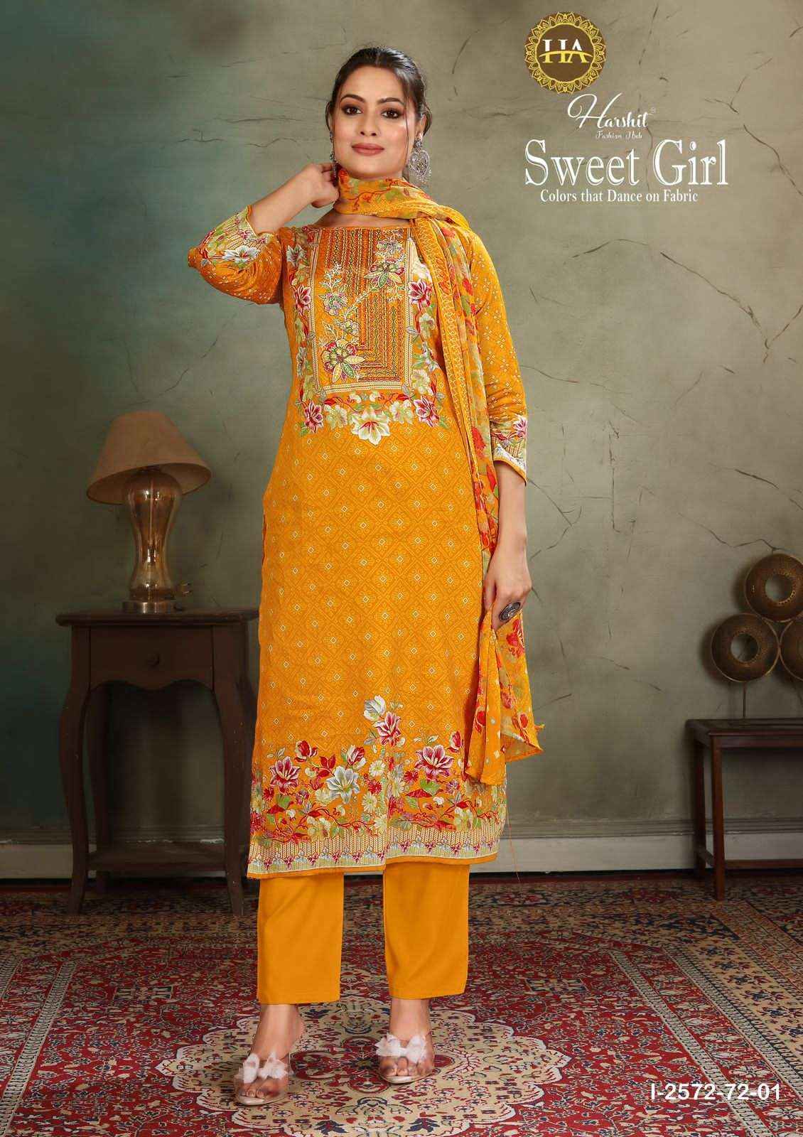 Harshit Sweet Girl Designer Print Fancy Ladies Dress Material Collection ( 4 Pcs Catalog )