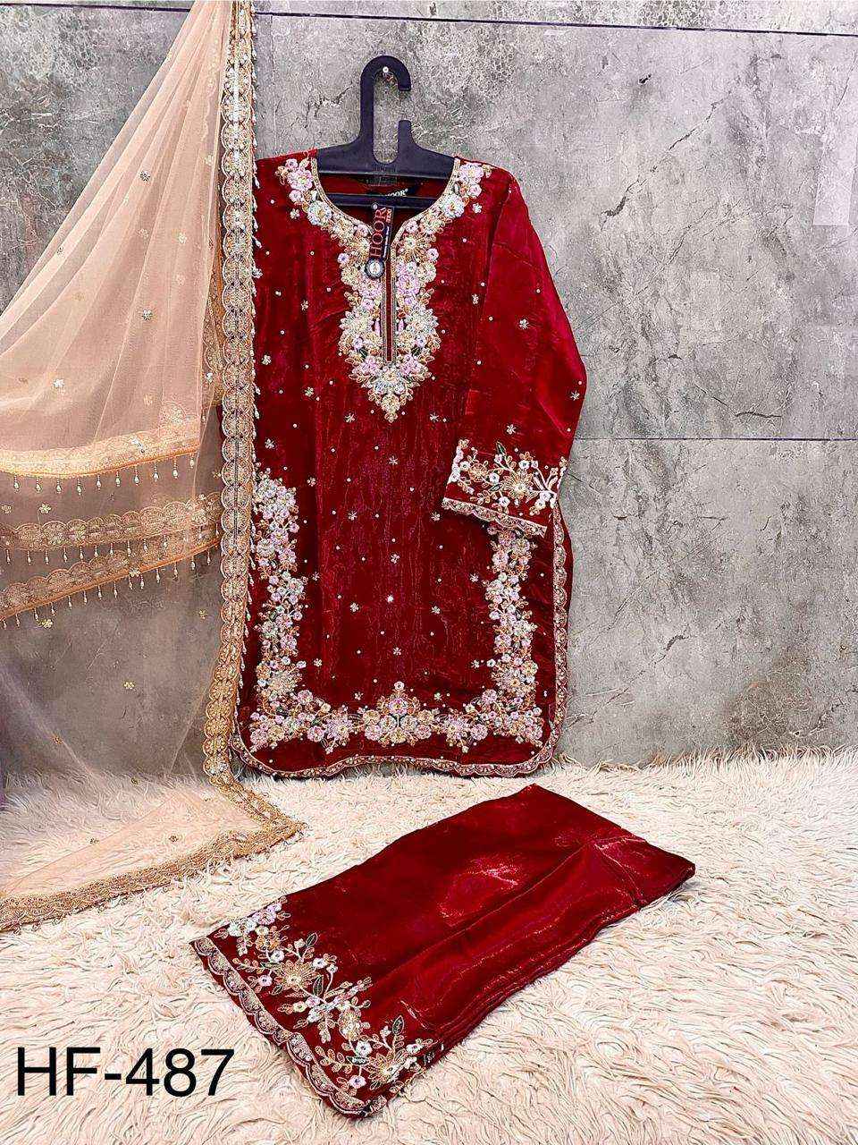 HOOR TEX DESIGN NO - HF 487 HEAVY JIMMY CHOO READYMADE PAKISTANI SUIT