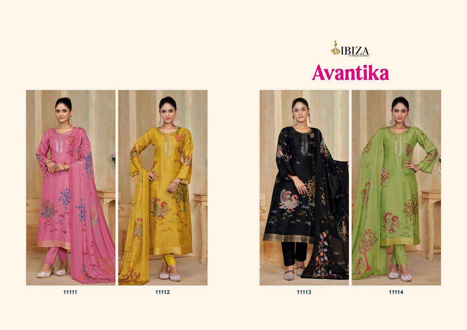 Ibiza Avantika Pure Silk Designer ladies Dress Material Wholesale Price ( 4 Pcs Catalog )
