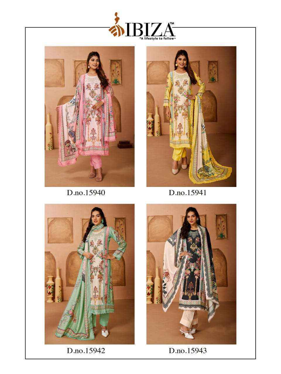 Ibiza Rangrez Bemberg Muslin Dress Material Collection ( 6 Pcs Catalog )