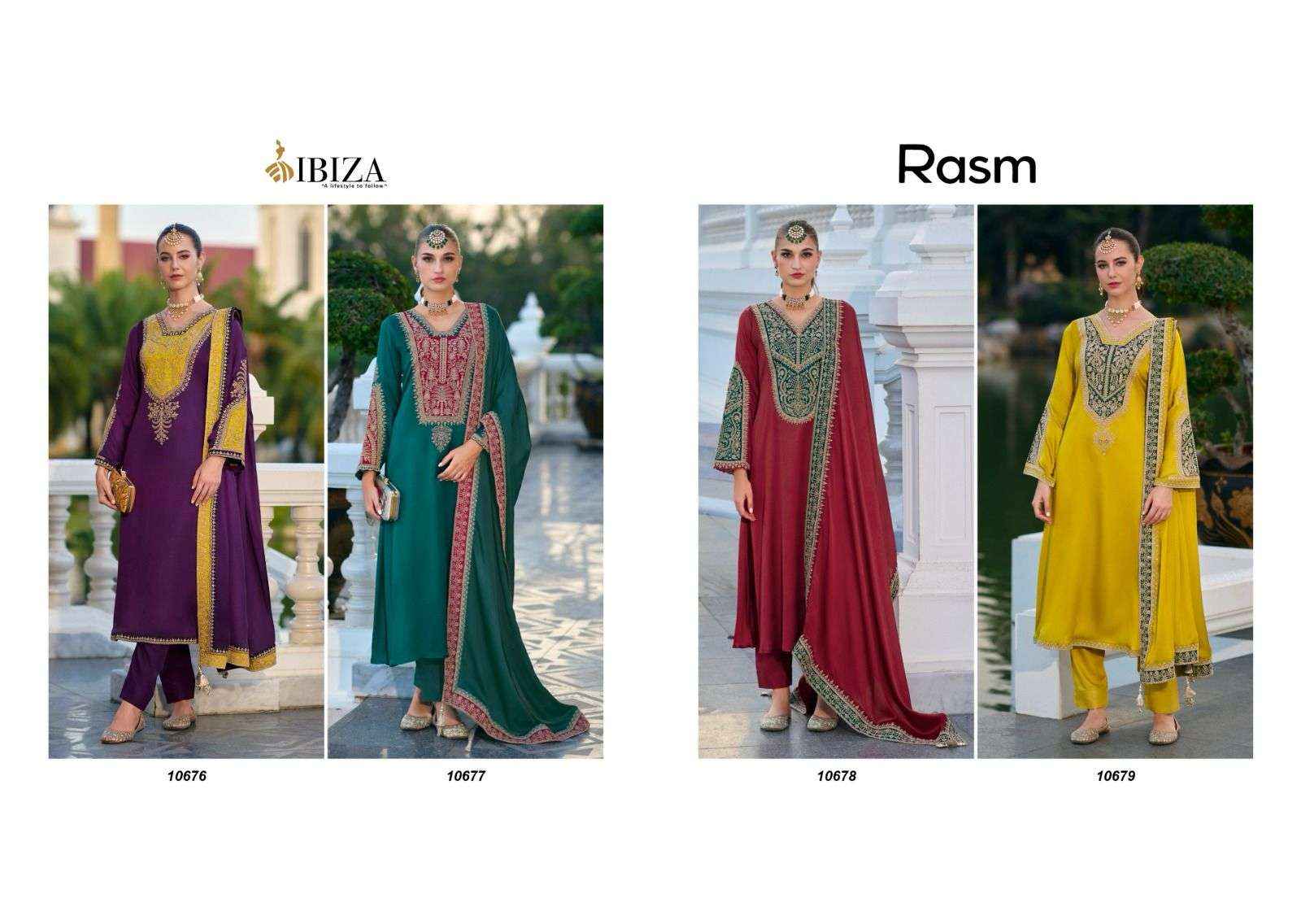 Ibiza Rasm Partywear Style Pure Gaji Silk Designer Suit Collection ( 4 Pcs Catalog )