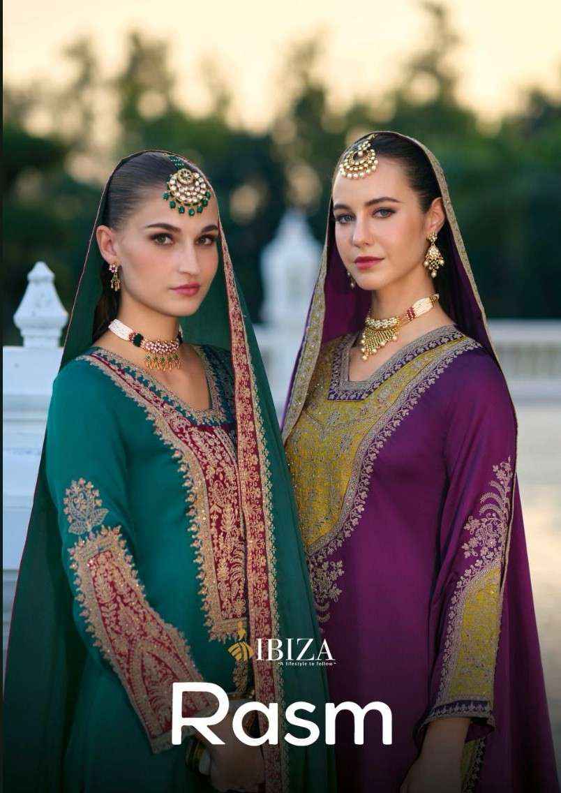 Ibiza Rasm Partywear Style Pure Gaji Silk Designer Suit Collection ( 4 Pcs Catalog )