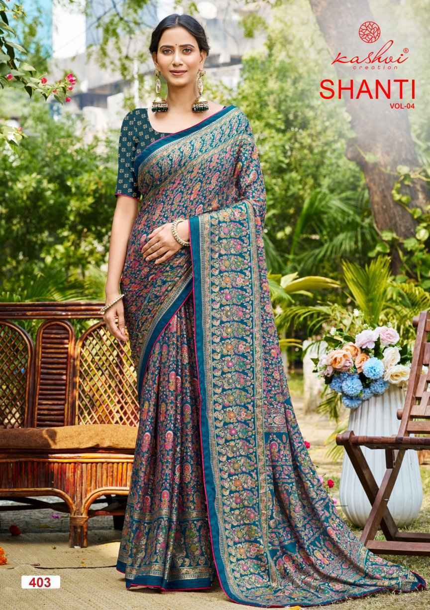 Kashvi Shanti Vol 4 Moss Foil Saree Collection ( 8 Pcs Catalog )