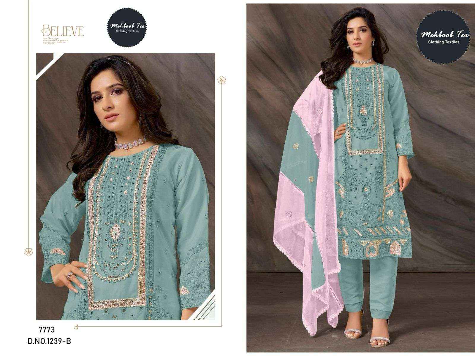 MEHBOOB TEX DESIGN NO - 1239 ABCD GEORGETTE HEAVY EMBROIDERED HAND WORK PAKISTANI SUIT