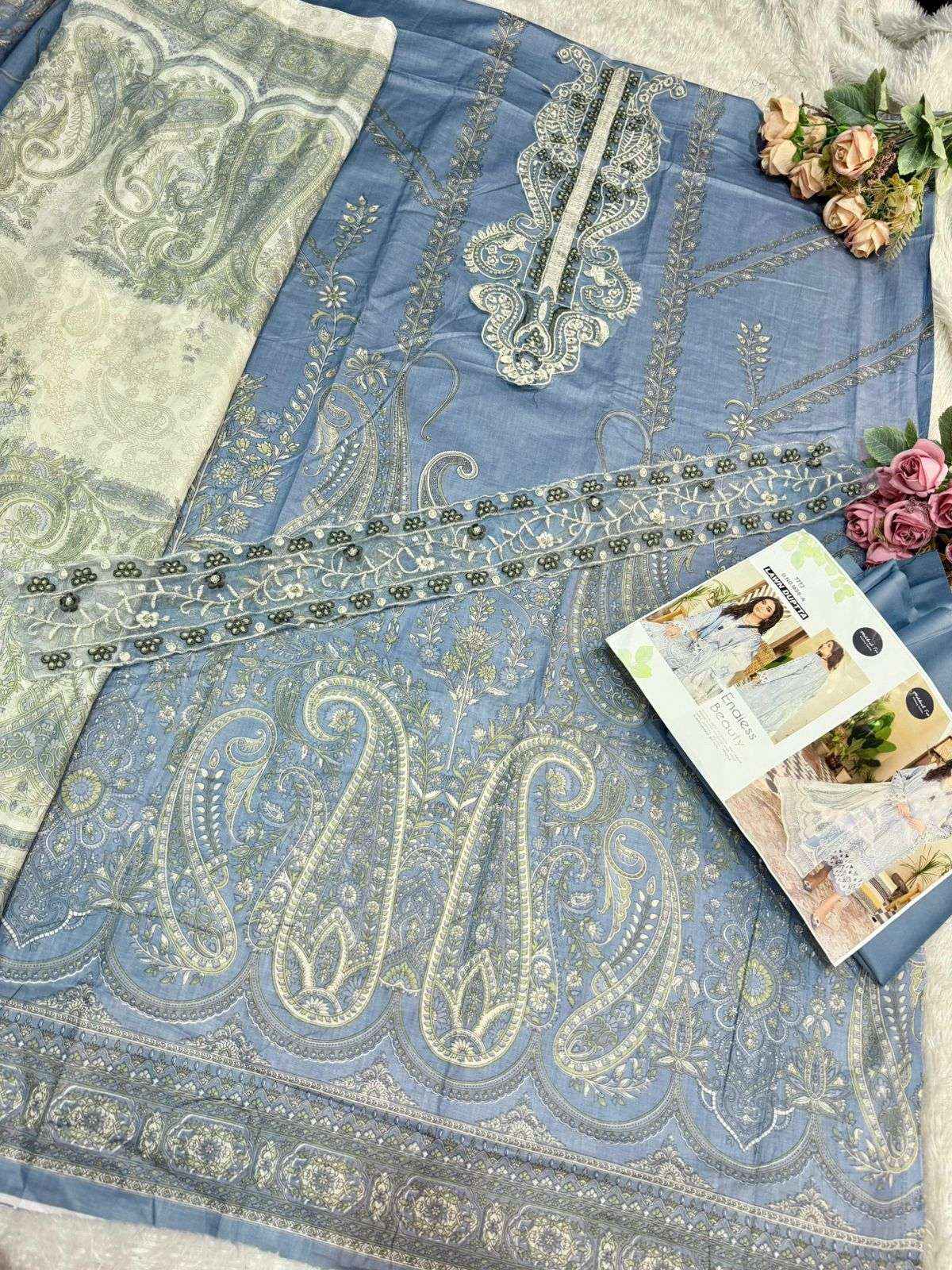 MEHBOOB TEX DESIGN NO - 1688 AB PURE COTTON PRINT EMBROIDERED WORK PATCH PAKISTANI SUIT